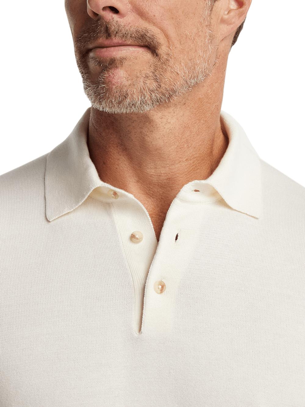 Supima Cotton Three Button Polo - Off White Product Image
