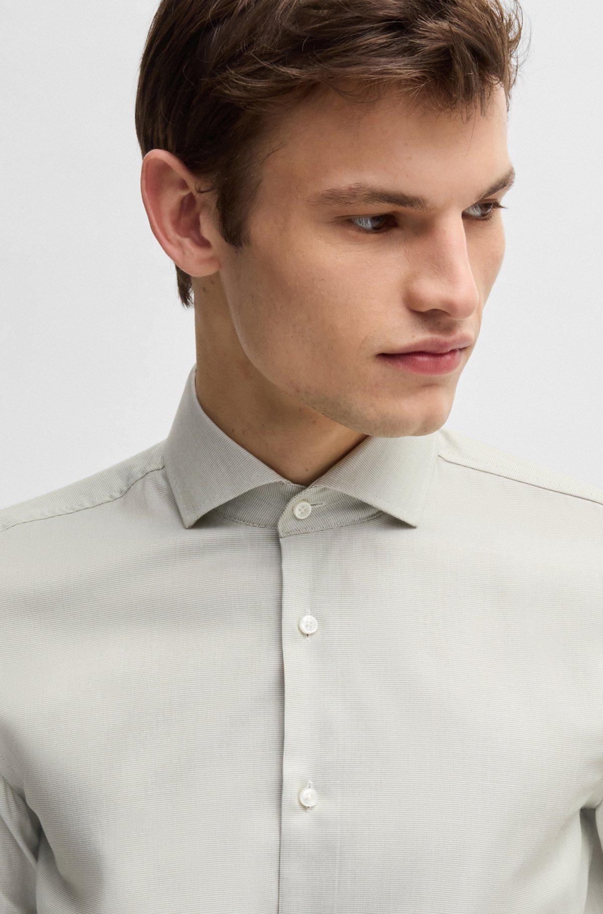 Slim-fit shirt in a structured cotton blend Product Image
