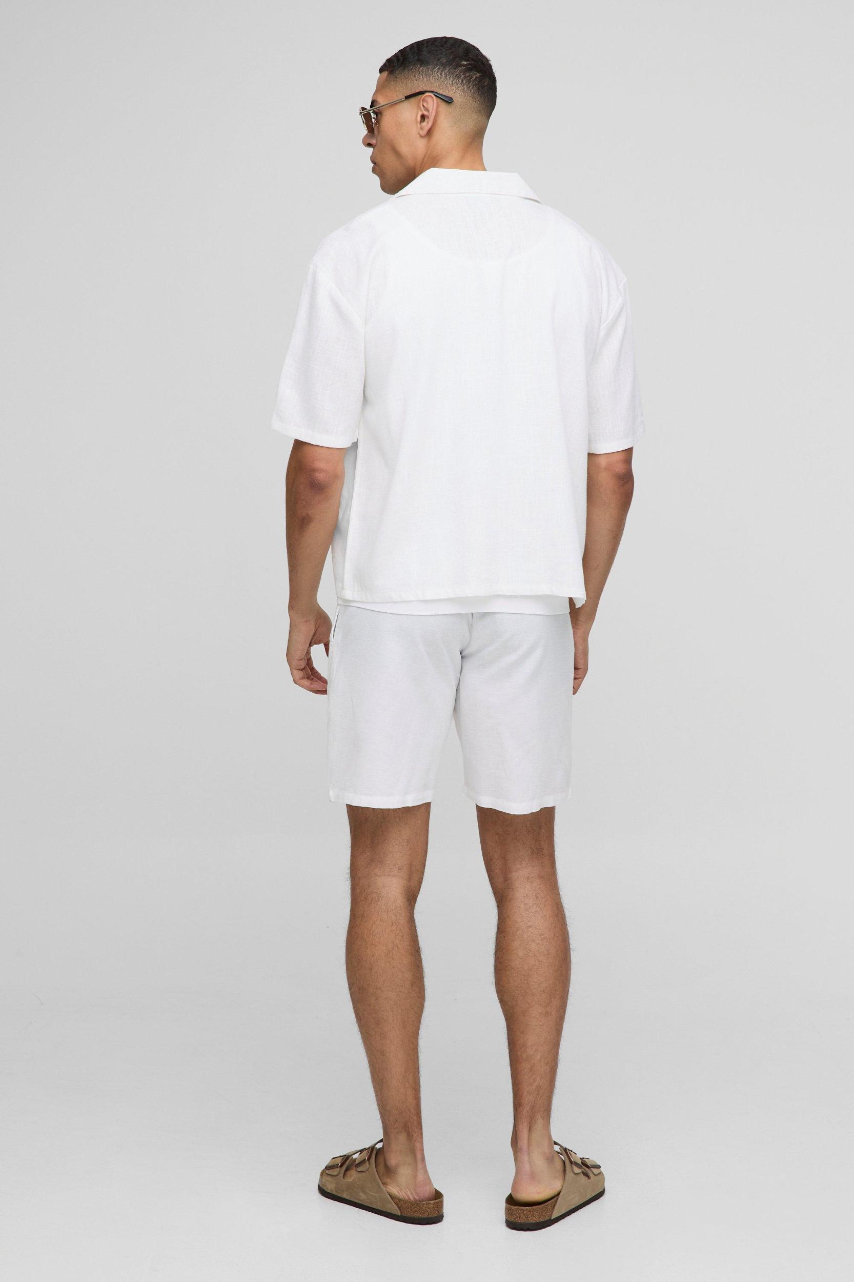 Heavyweight Linen Blend Oversized Boxy Shirt | boohooMAN USA Product Image