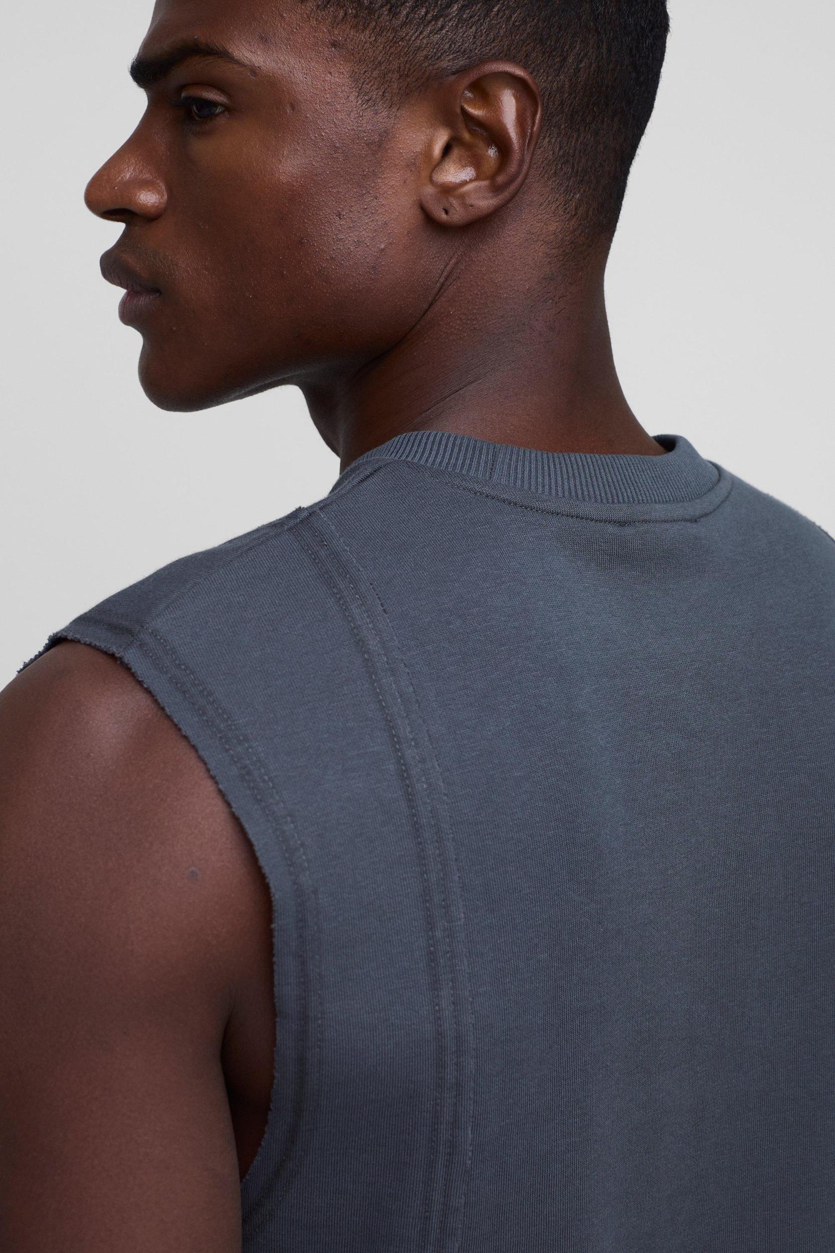Boxy Seam Panel Heavyweight Tank | boohooMAN USA Product Image