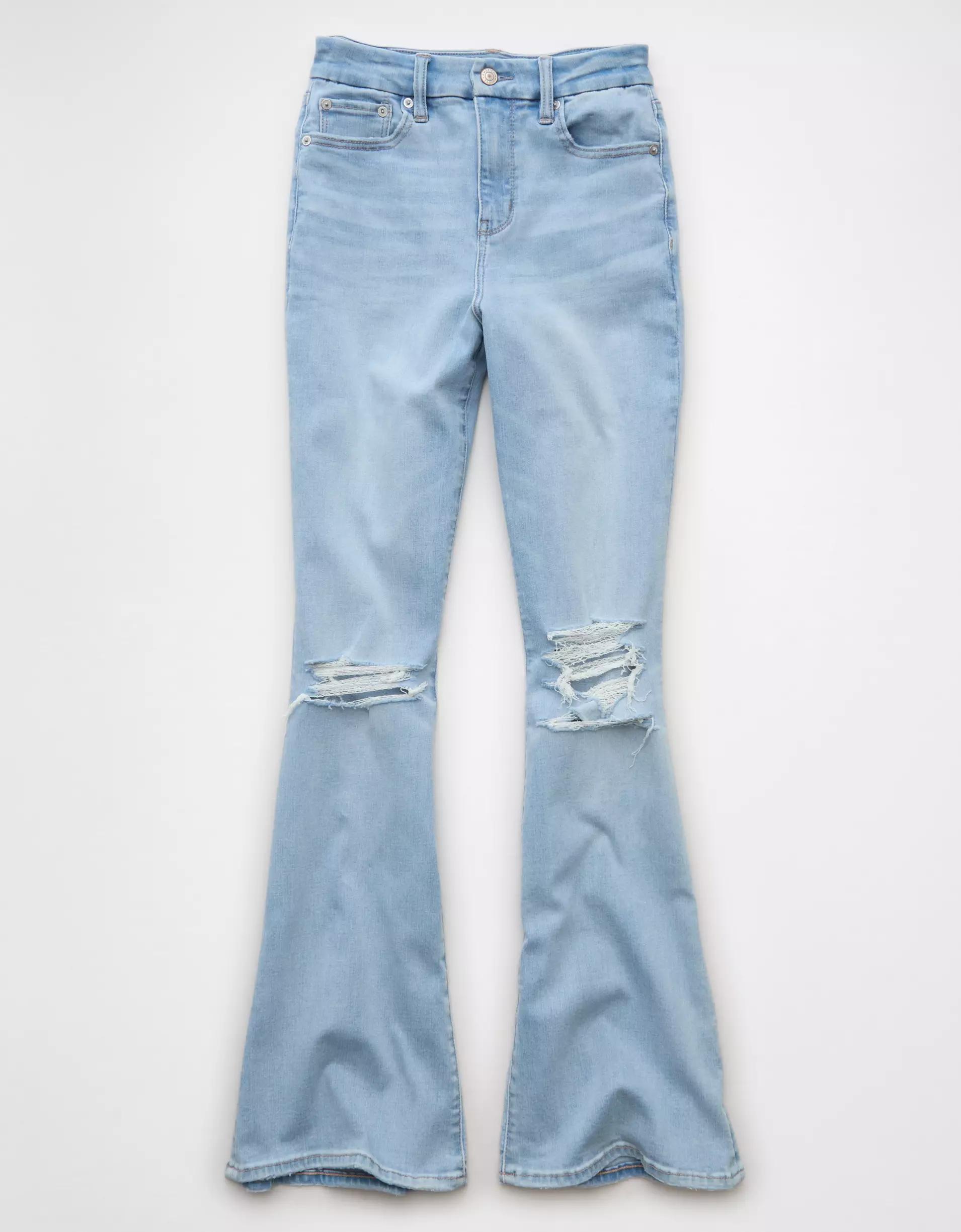 AE Next Level Curvy Ripped Super High-Waisted Flare Jean Product Image