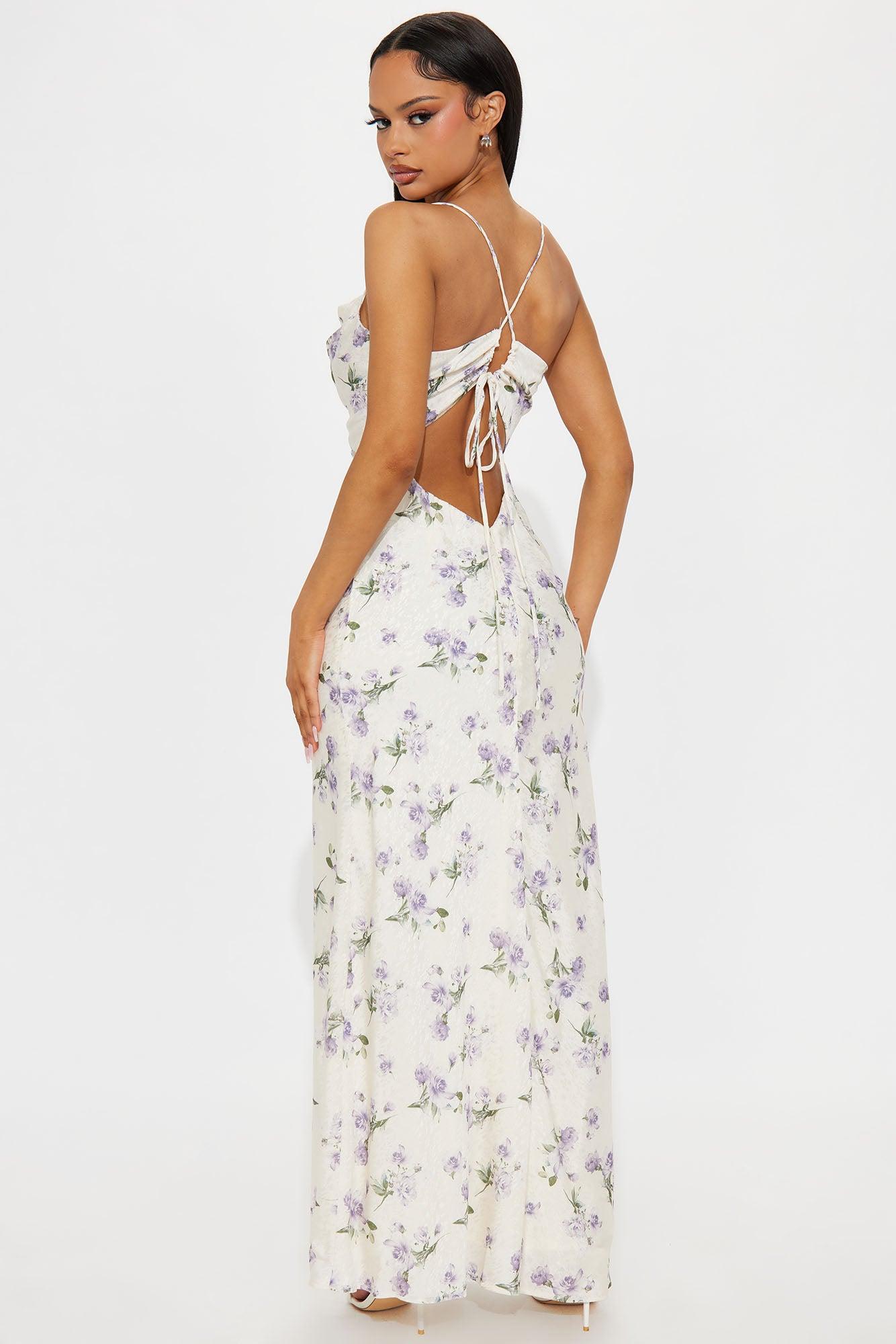 Sofia Floral Satin Maxi Dress - White/combo Product Image