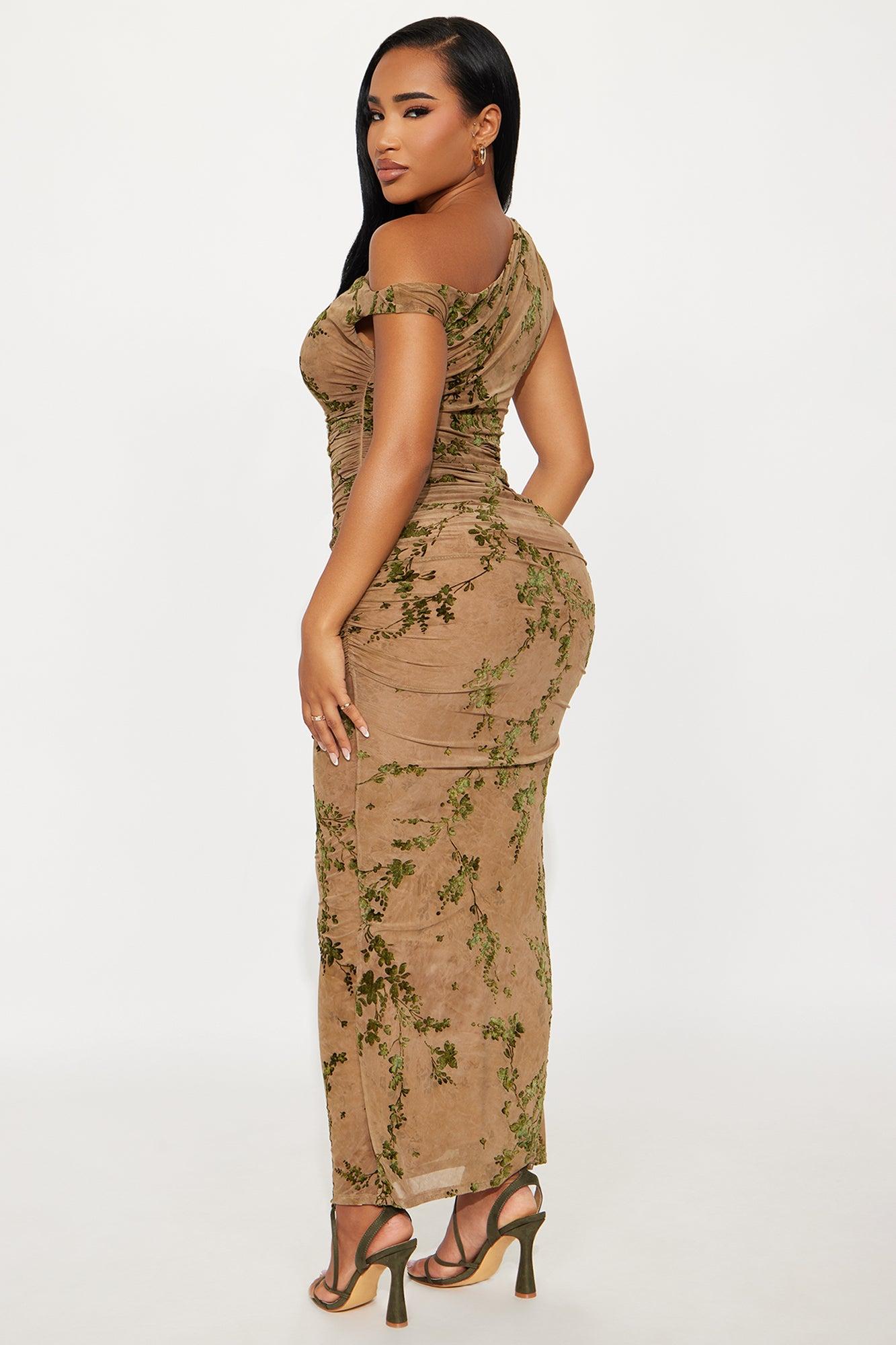 Davina Mesh Maxi Dress - Green/combo Female Product Image