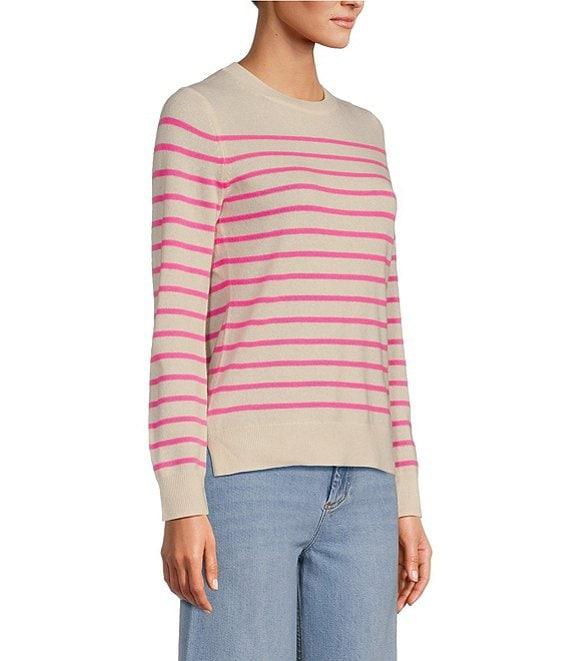 Antonio Melani Luxury Collection Cameron Cashmere Crew Neck Long Sleeve Striped Knit Sweater Product Image