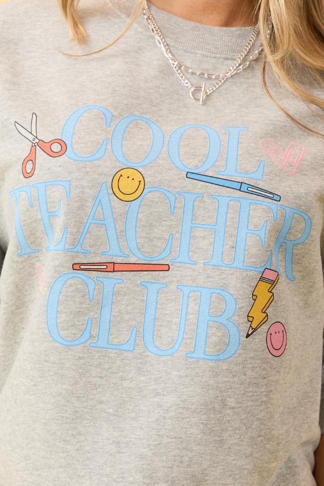 Cool Teacher Club Light Grey Graphic Sweatshirt Product Image