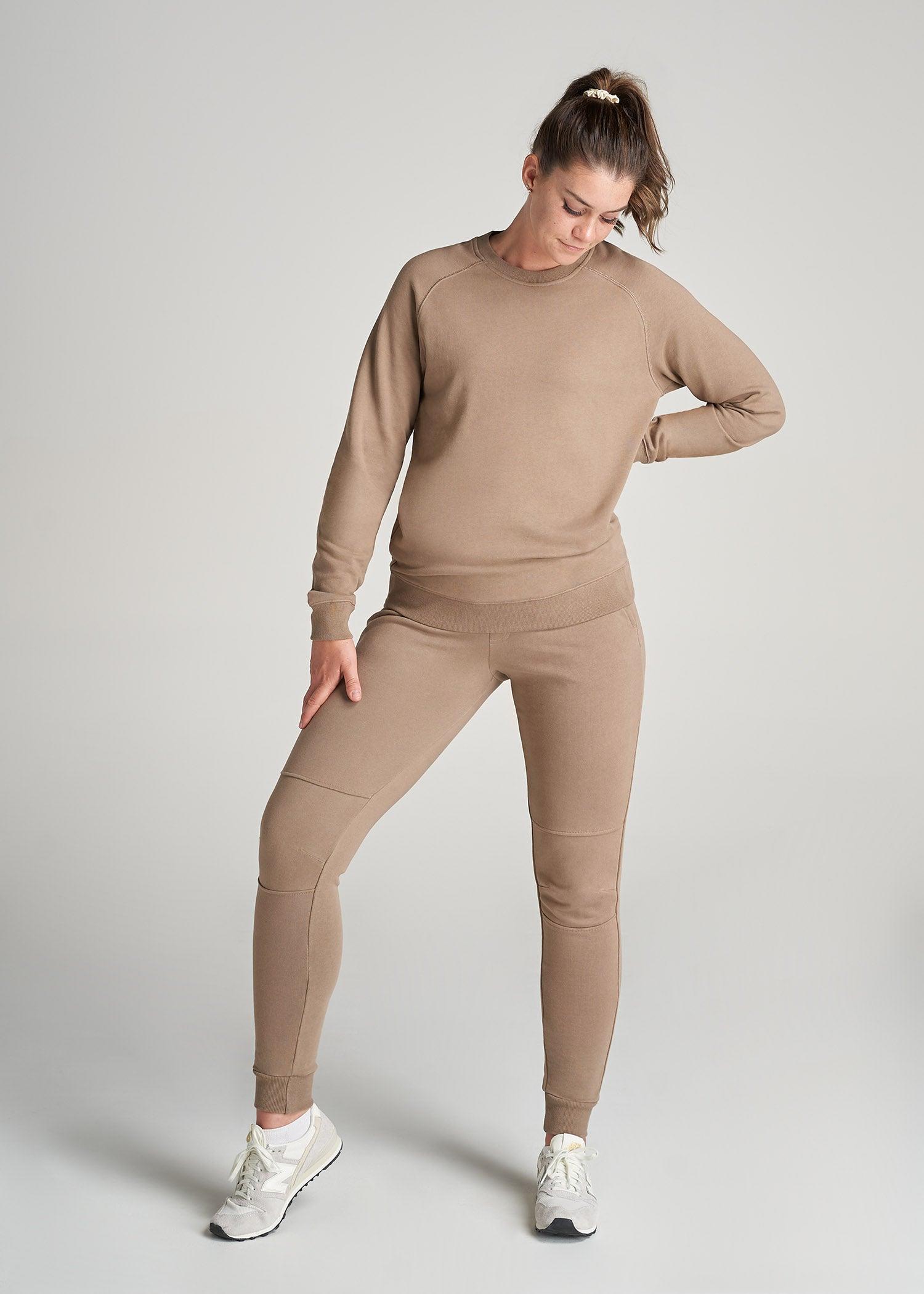 Wearever French Terry Women's Tall Crewneck Sweatshirt in Latte Product Image