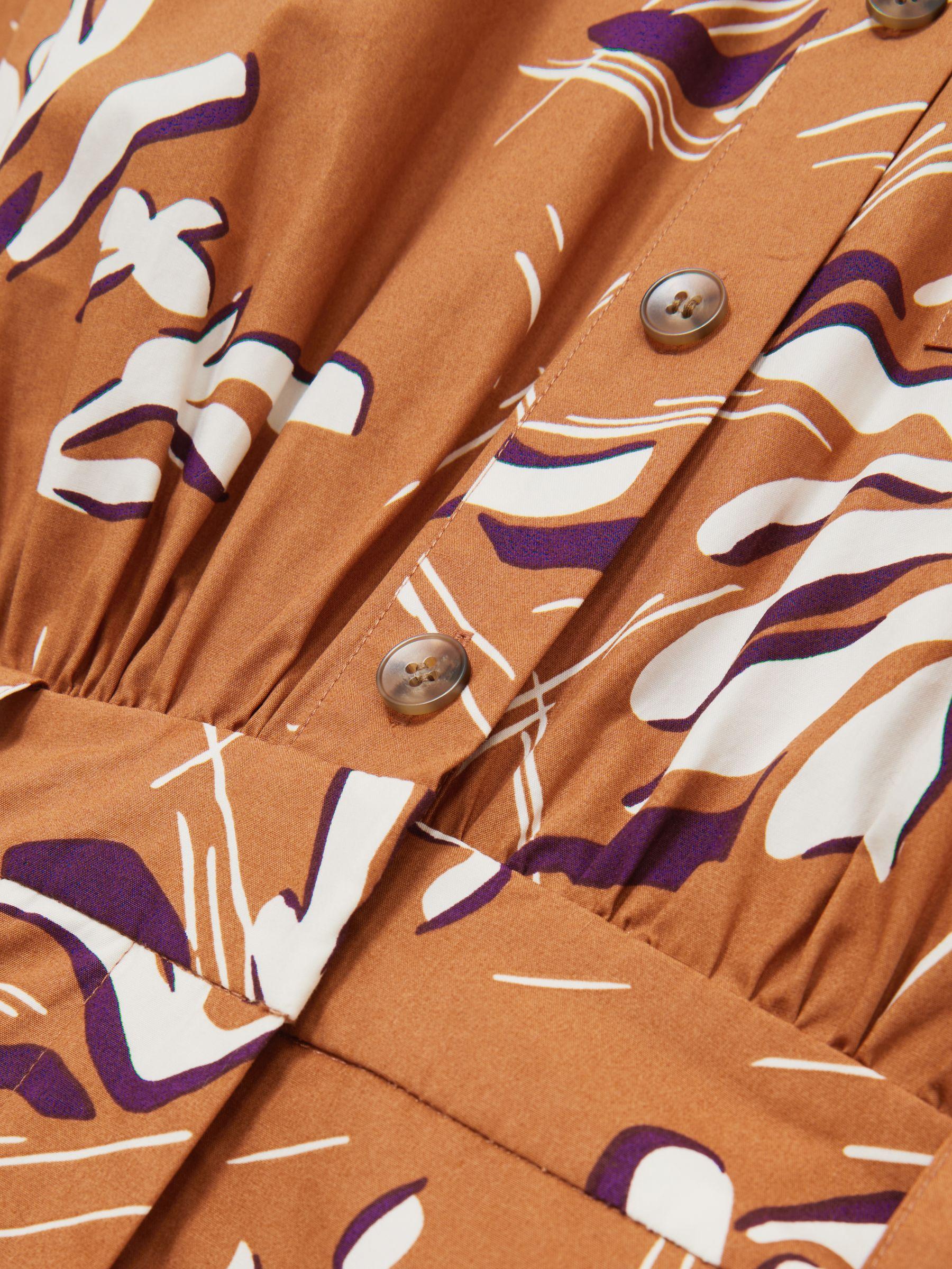 Cotton Printed Shirt Dress in Rust Product Image