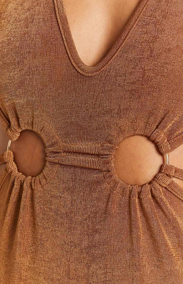 Angie Brown Halter Maxi Dress Product Image