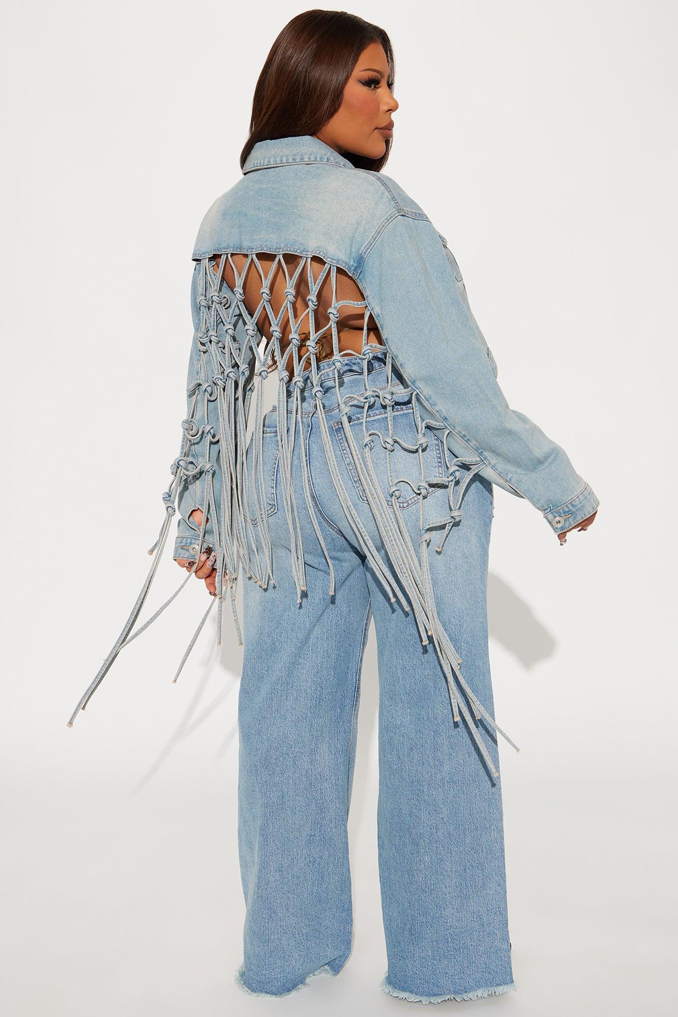 Free Spirit Knotted Back Denim Jacket - Light Wash Product Image