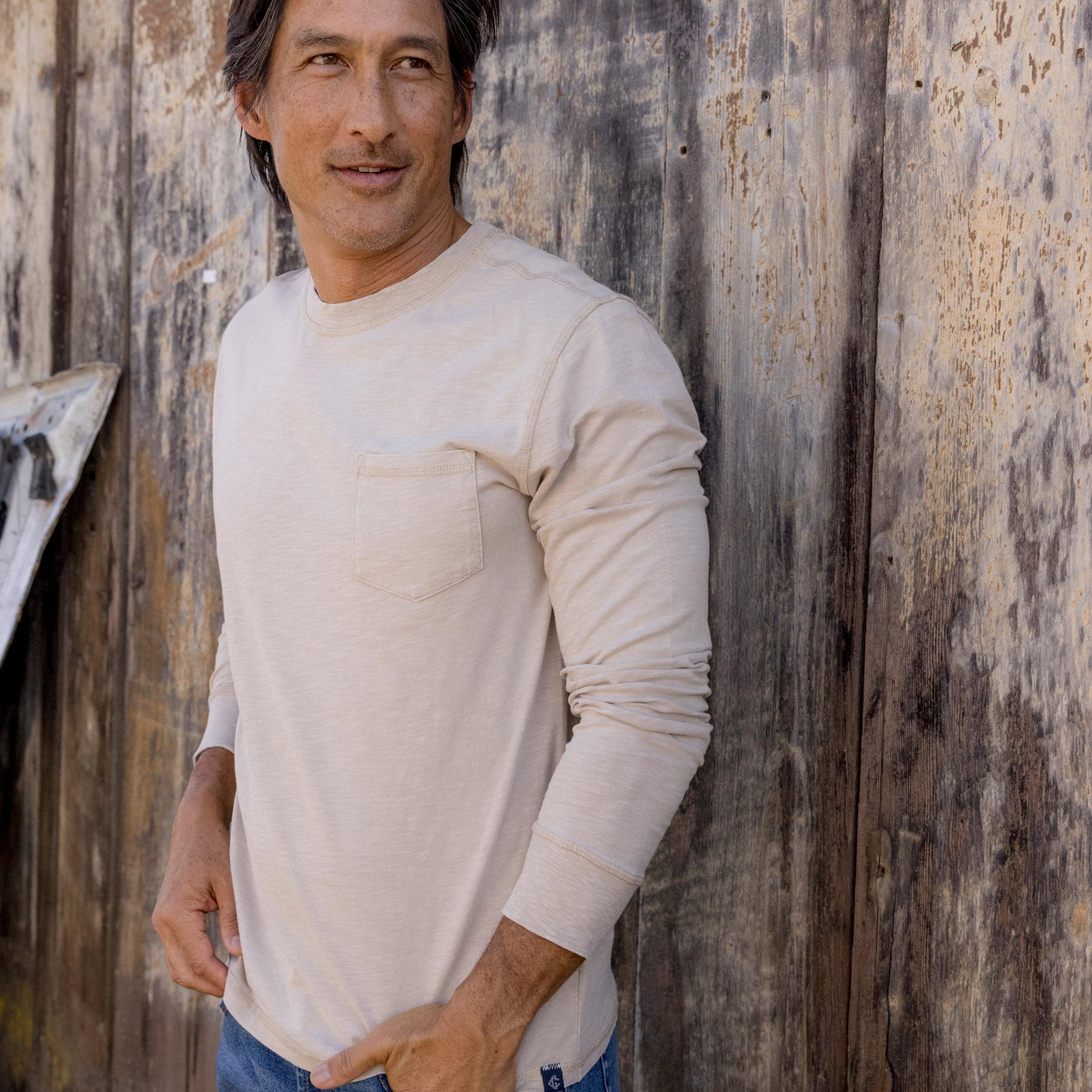 Hewitt Garment Dyed Pocket Tee - Ecru Product Image