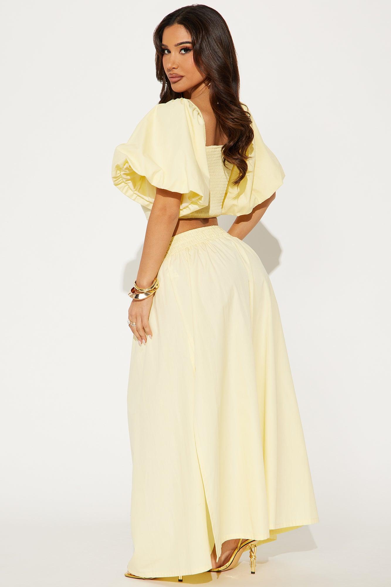 Let's Runaway Together Midi Skirt Set - Yellow Product Image