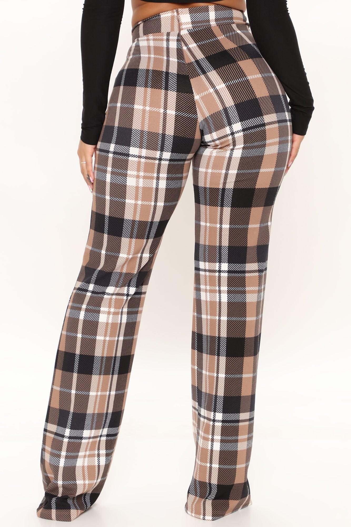 Victoria High Waisted Dress Pant Plaid - Taupe/combo Product Image