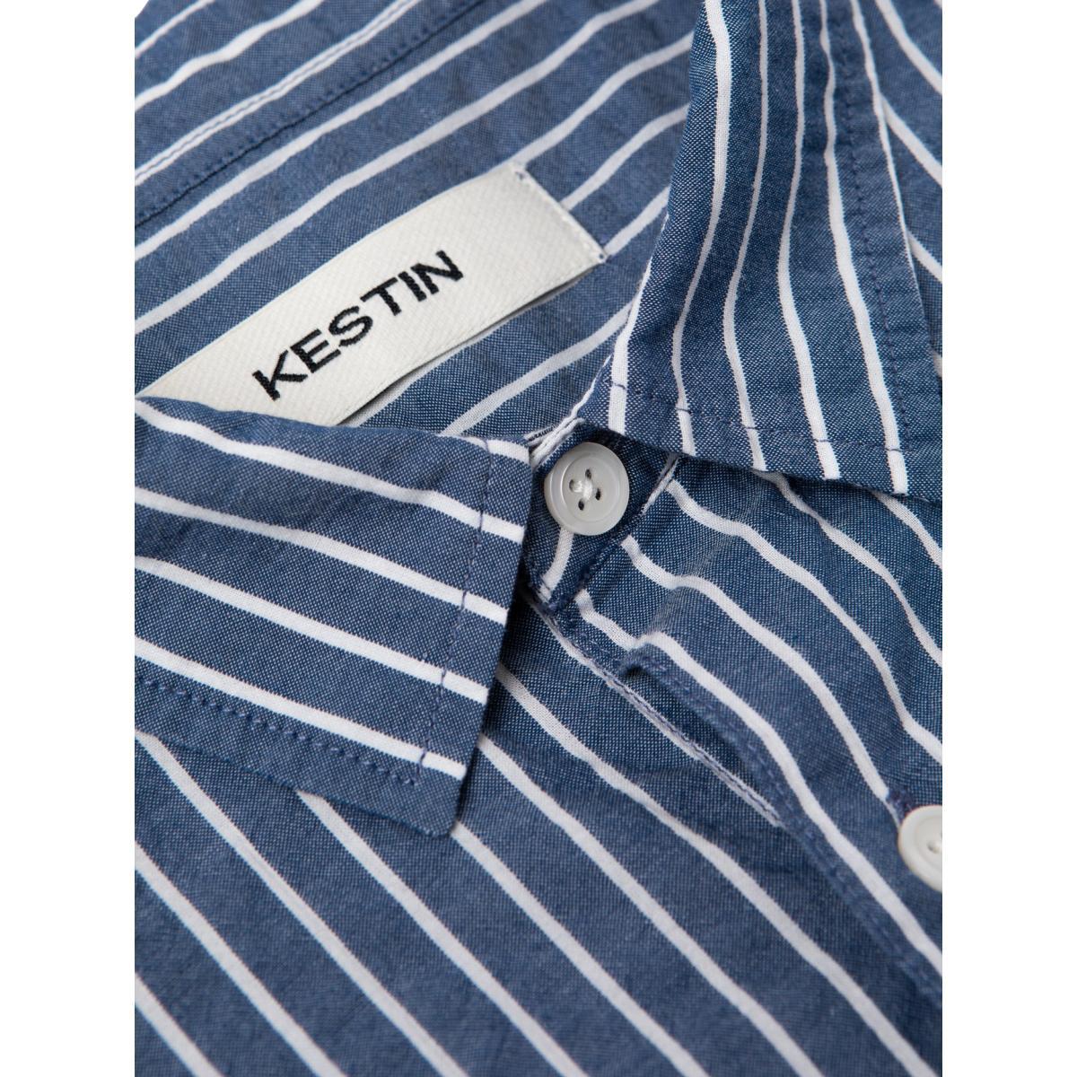 Aberlady Shirt in Blue White Stripe Seersucker Product Image