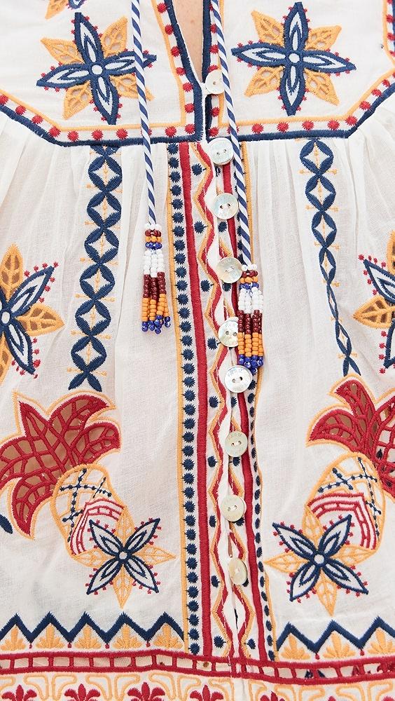 FARM Rio Marys Tiles Off White Embroidered Blouse | Shopbop Product Image