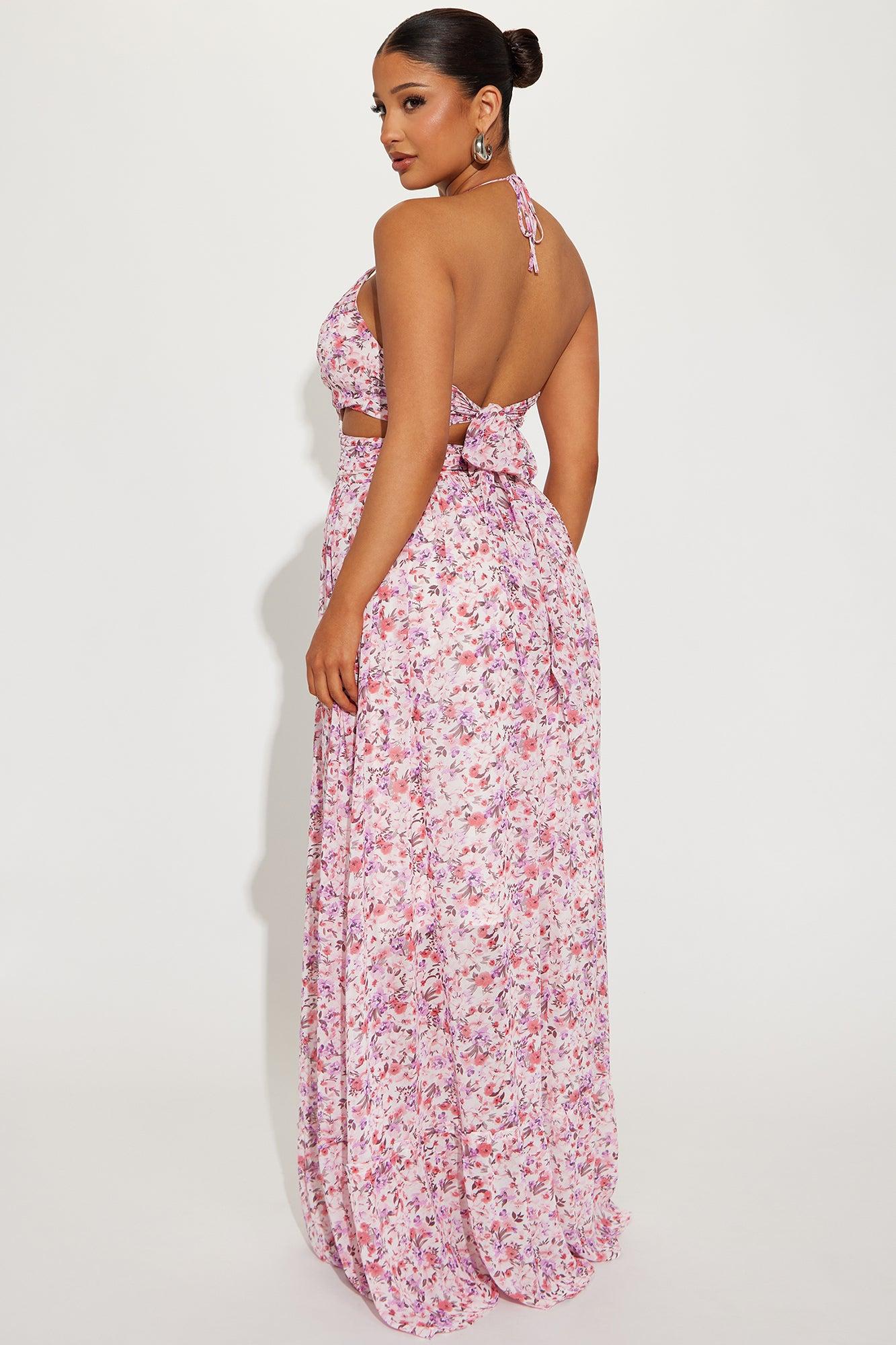 Shantel Chiffon Floral Maxi Dress - Pink/combo Product Image