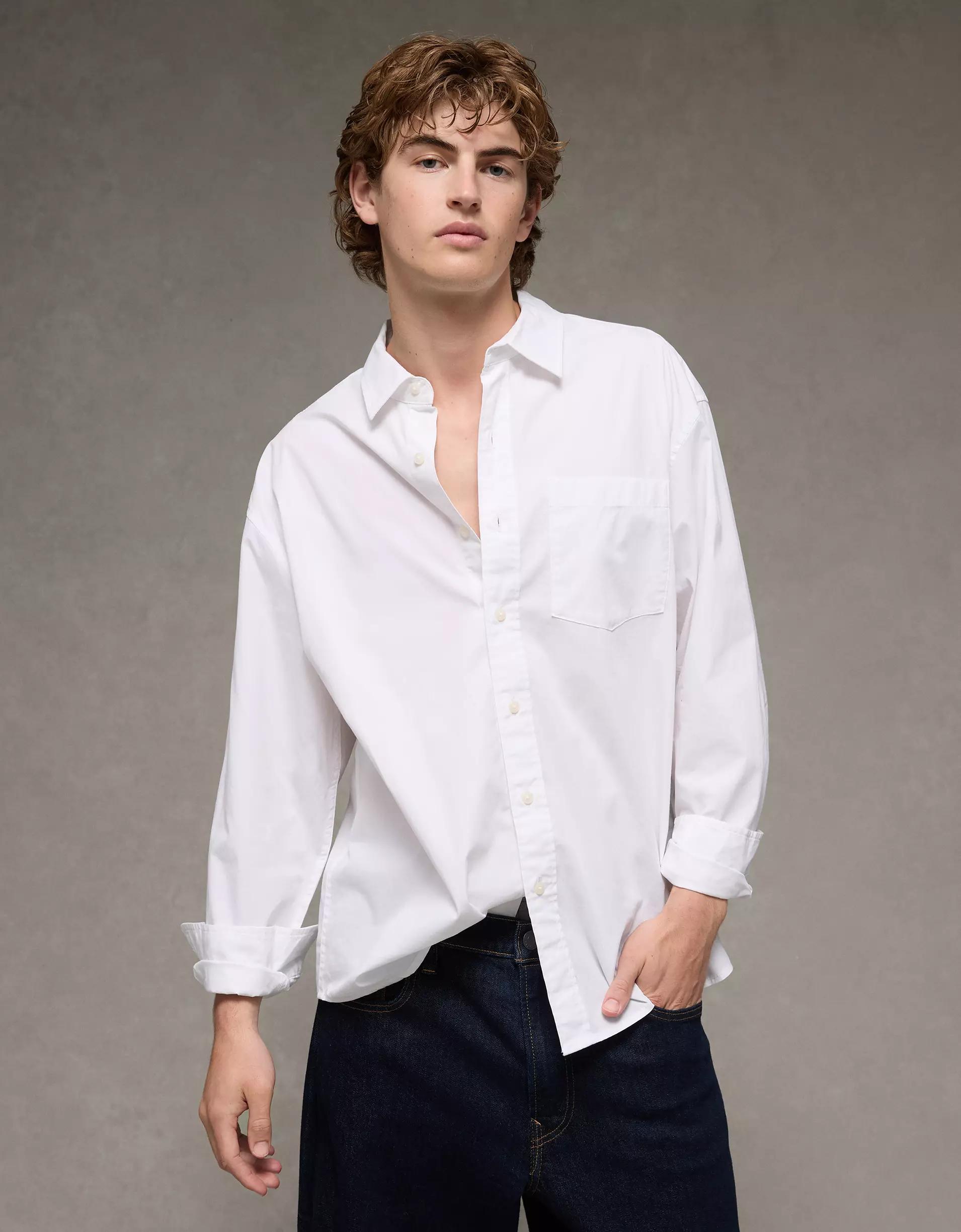 AE Everyday Relaxed Fit Poplin Button-Up Shirt Product Image