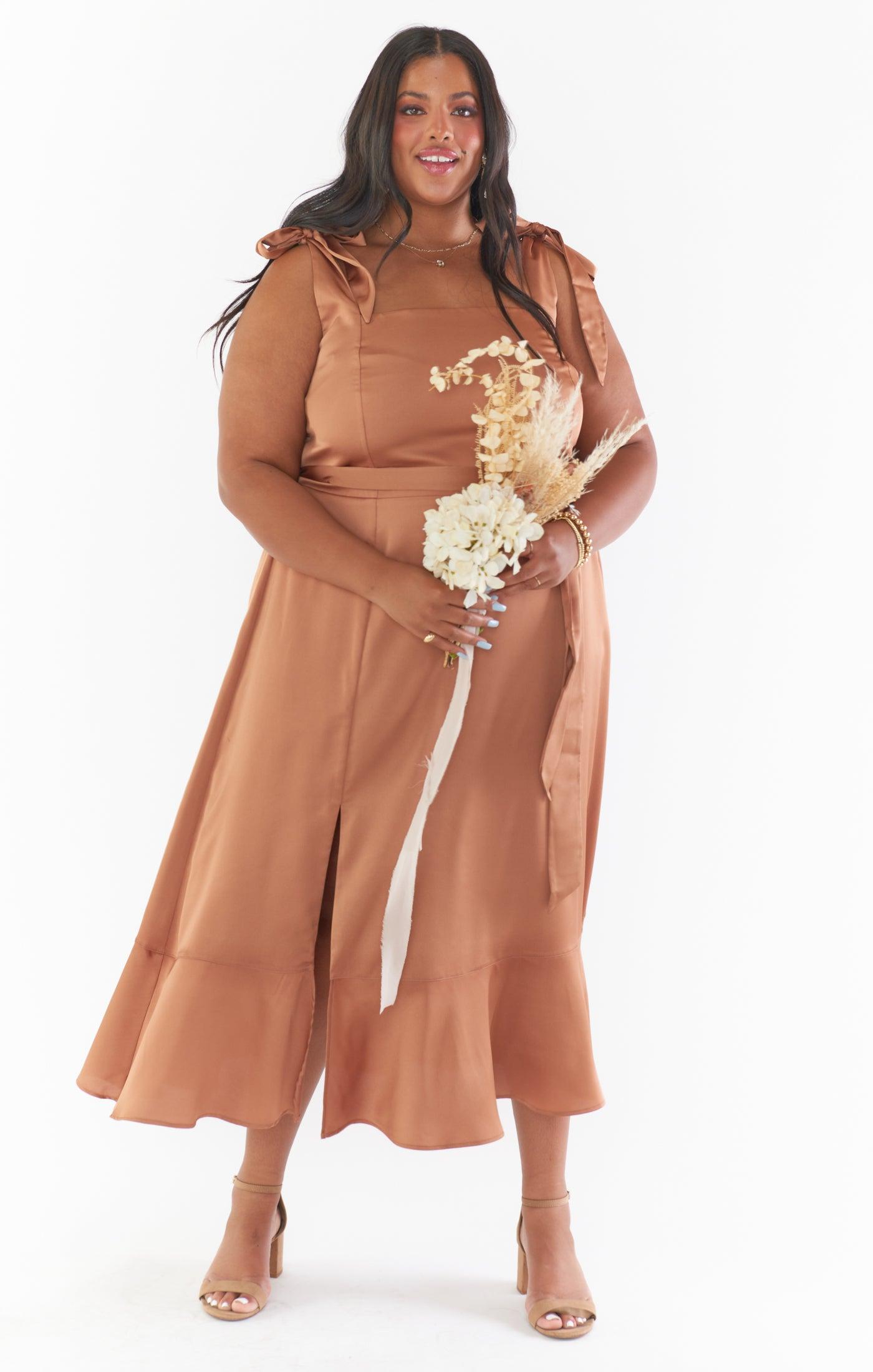 Claire Midi Dress ~ Copper Luxe Satin Product Image