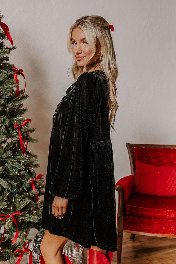 Chic Lifestyle Front Tie Velvet Mini Dress in Black Product Image