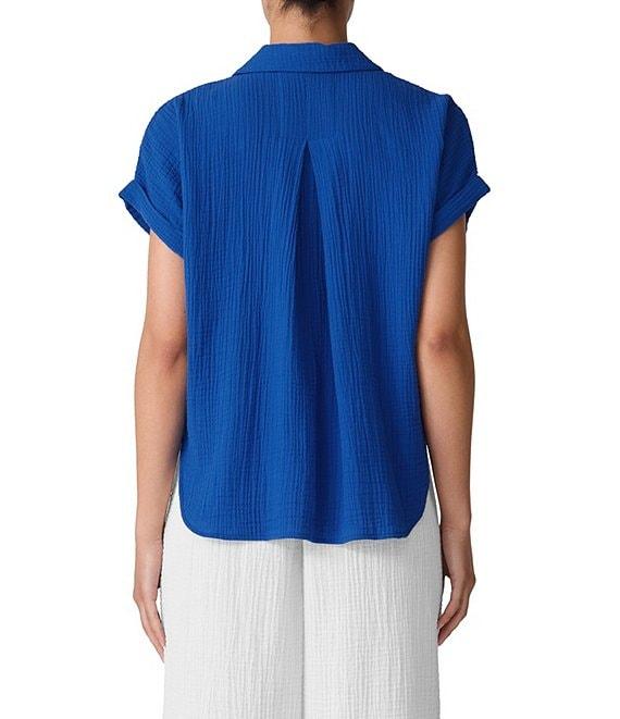 Eileen Fisher Organic Cotton Gauze Point Collar Long Sleeve Top Product Image