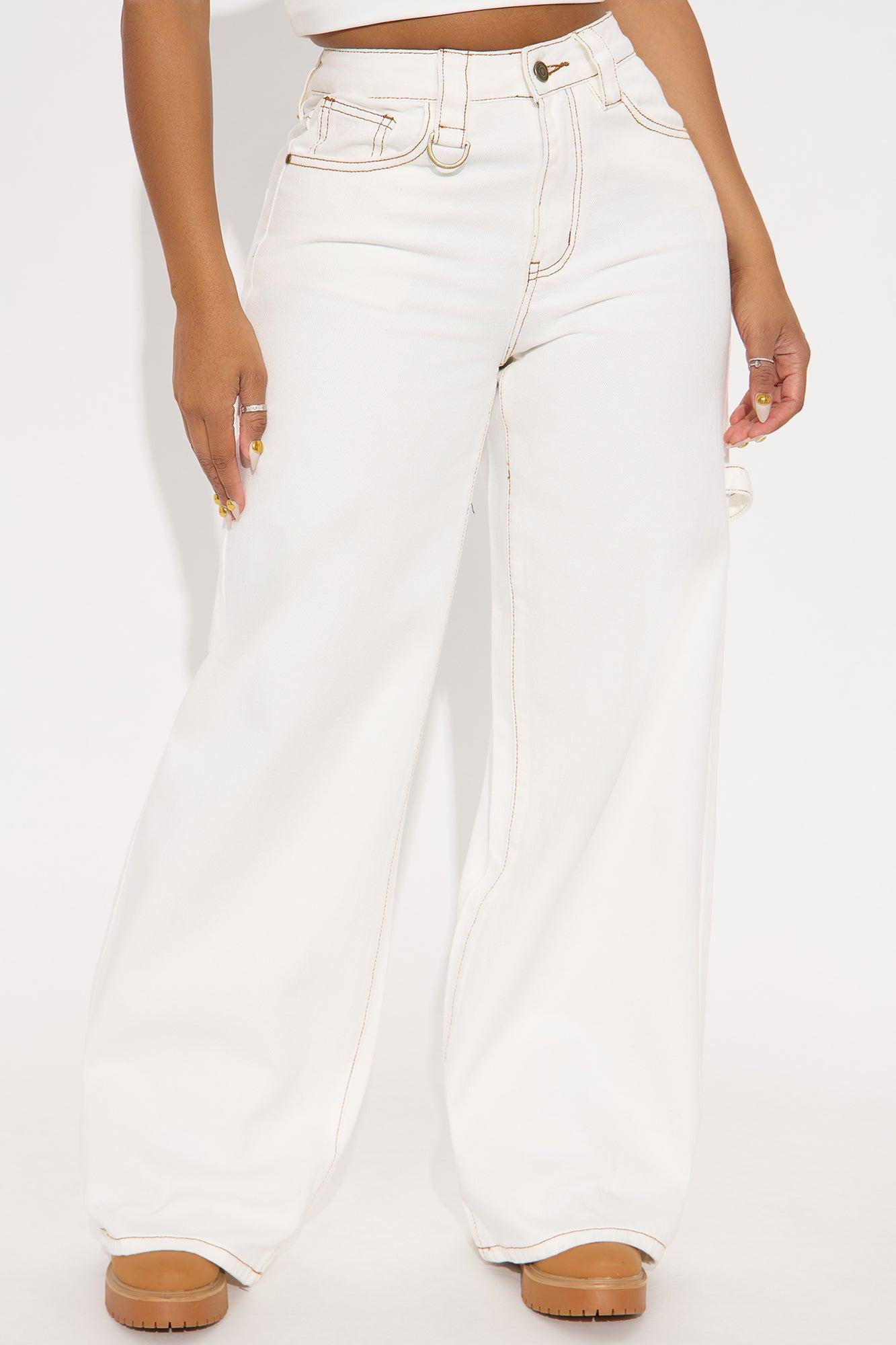 Au Naturel Utility Wide Leg Jeans - Off White Female Product Image