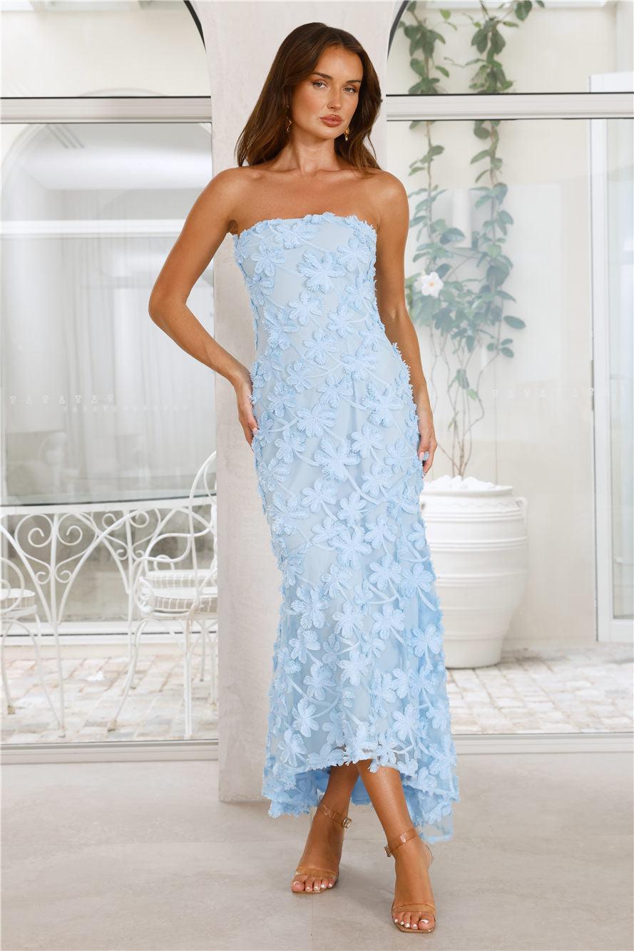 Urban Petal Strapless Maxi Dress Blue Product Image
