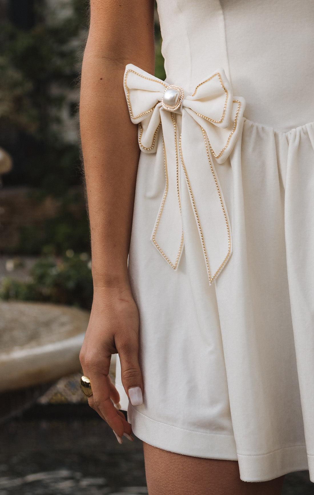 Ricci Skort Dress ~ White Velvet Product Image