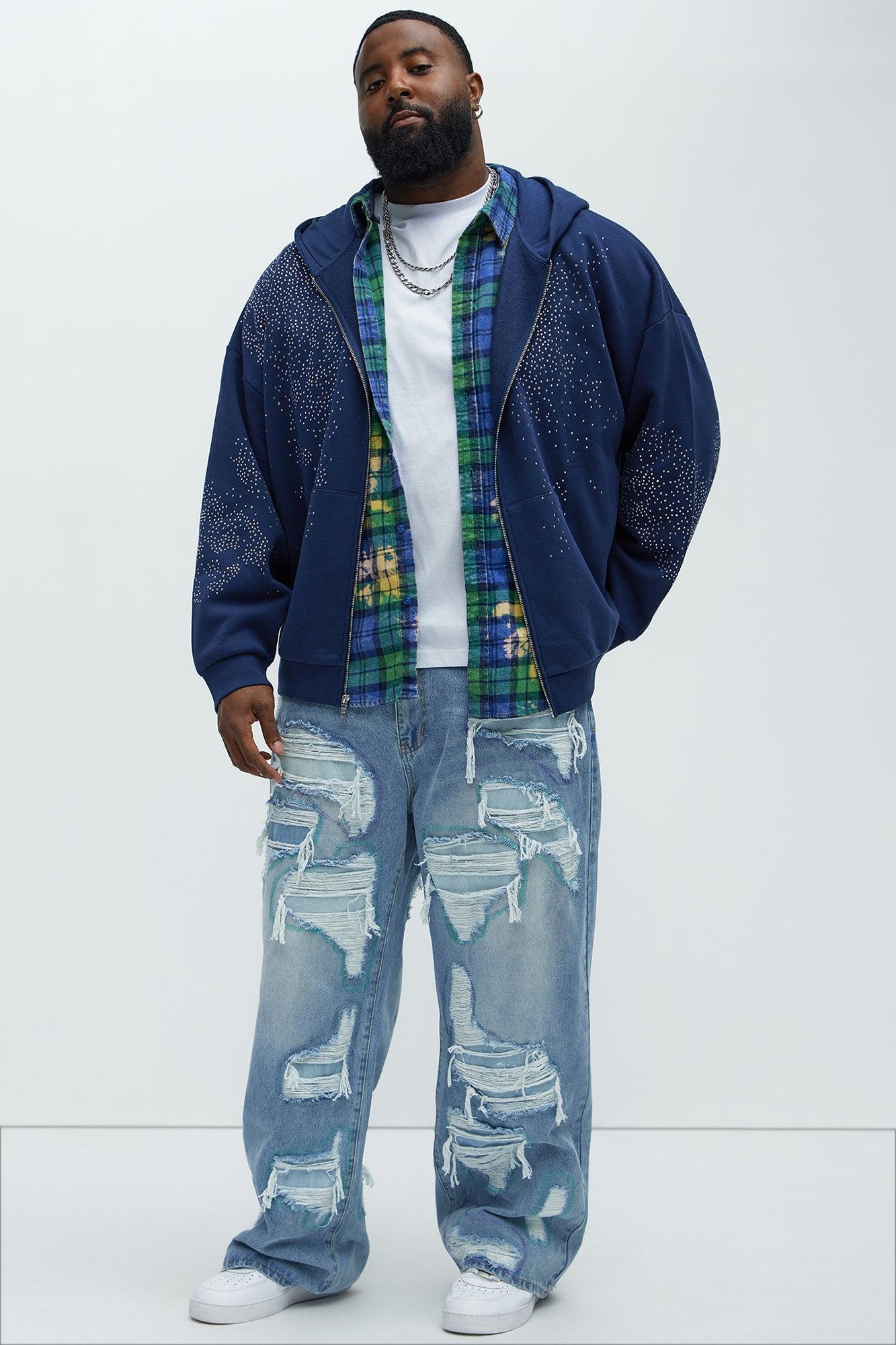 Worn All Over Distressed Baggy Jeans - Light Wash Product Image