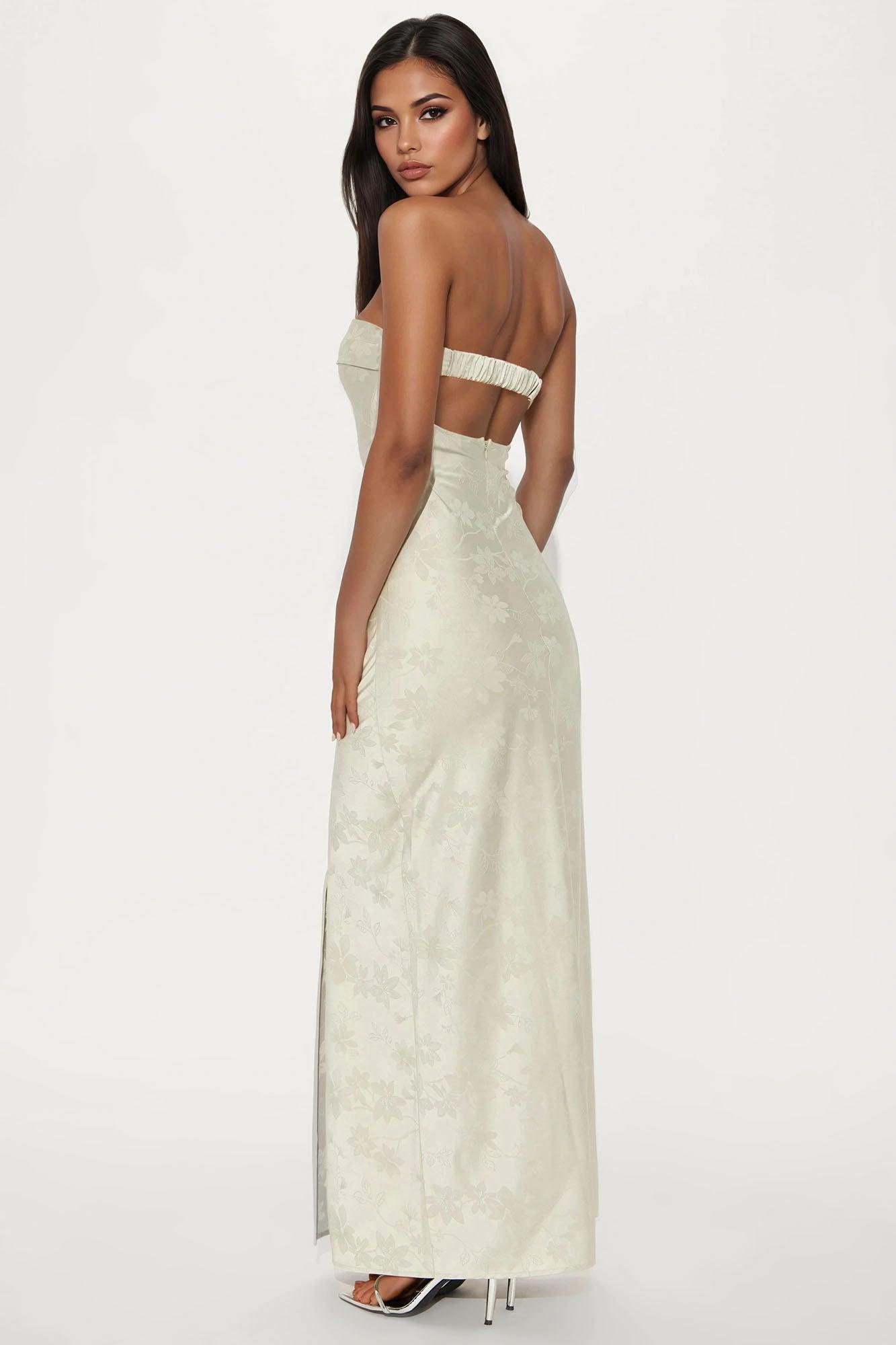 Dixie Satin Floral Maxi Dress - Sage Product Image