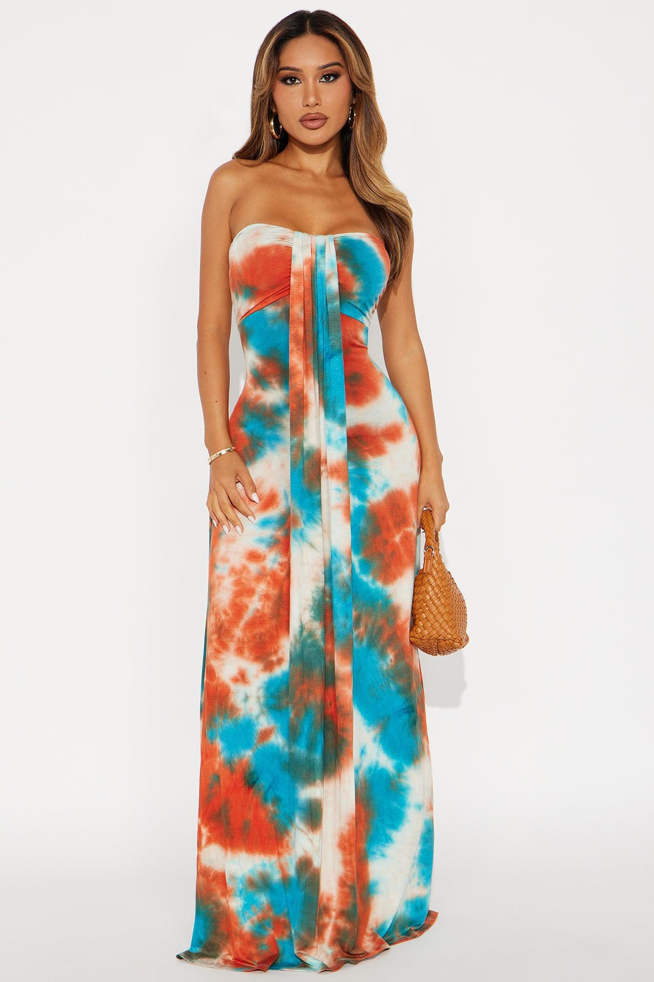 Sabrina Tie Dye Maxi Dress - Blue/combo Female Product Image