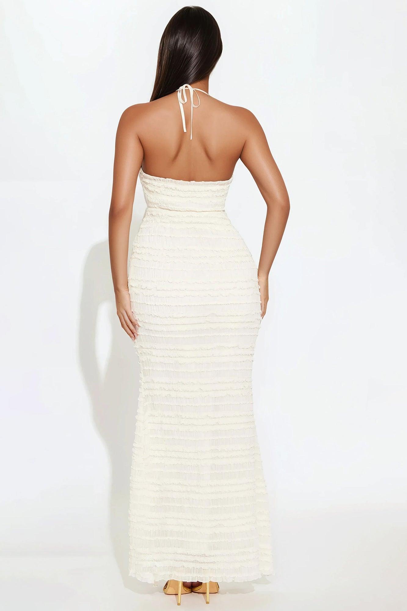 Serena Textured Maxi Dress - Cream Product Image