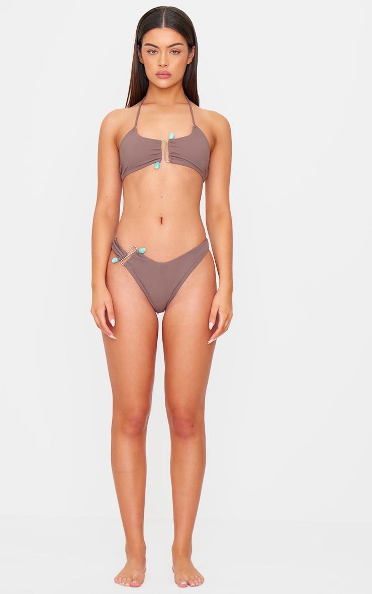 Chocolate Brazilian Silver Trim Bikini Bottoms Product Image