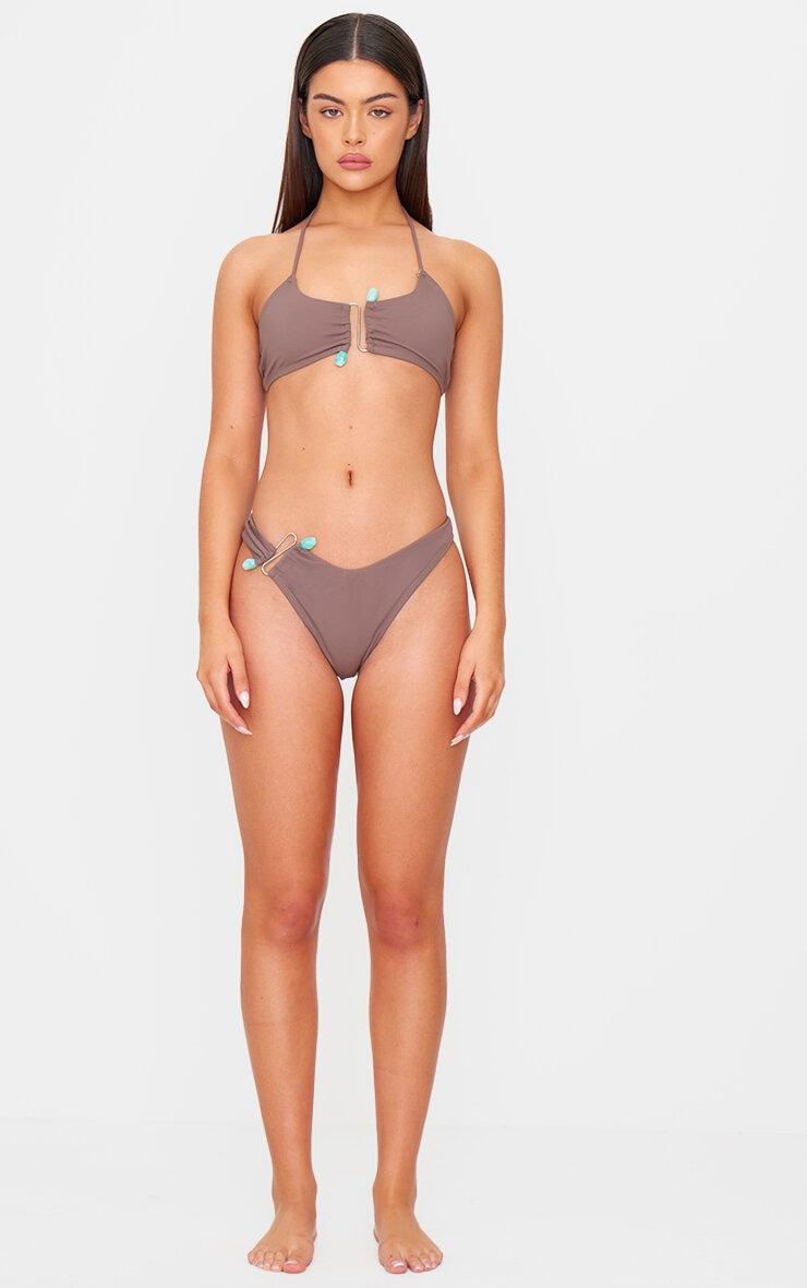 Chocolate Brazilian Silver Trim Bikini Bottoms Product Image