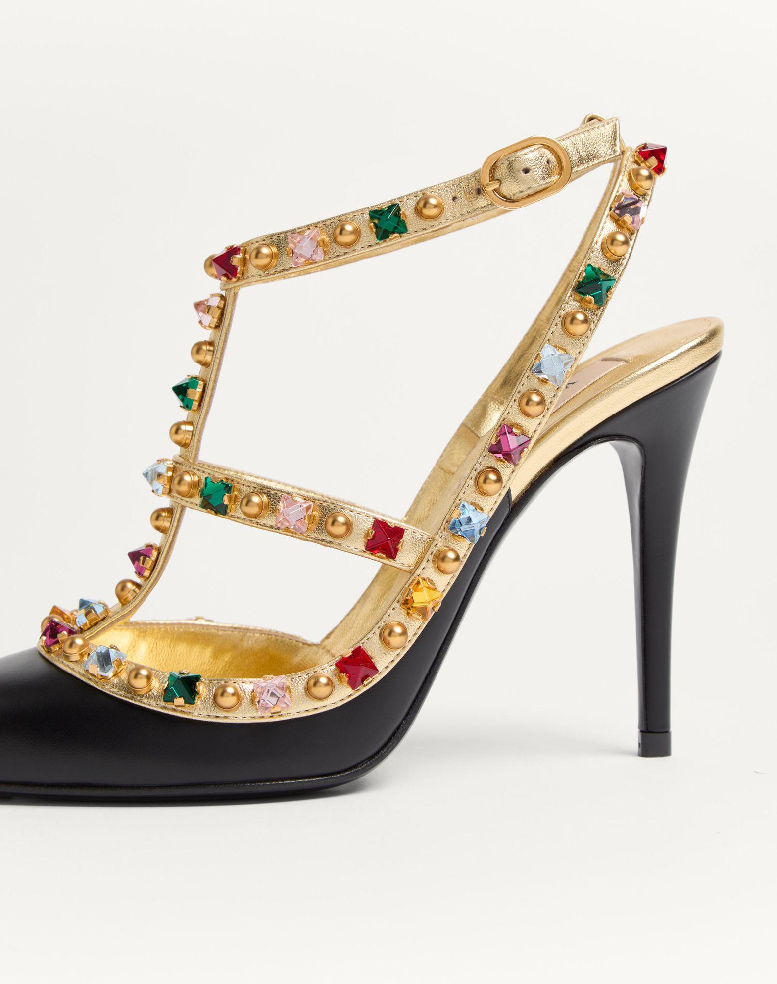 Rockstud Calfskin Pumps With Cabochon And 100Mm Crystals Product Image