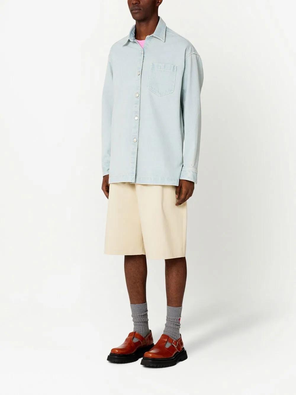 logo-print denim overshirt Product Image