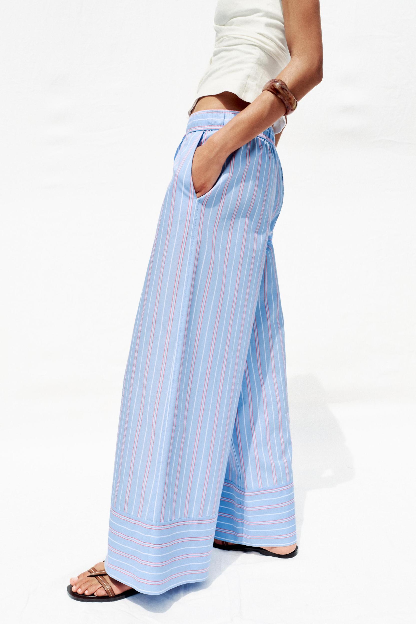 STRIPED POPLIN PANTS Product Image