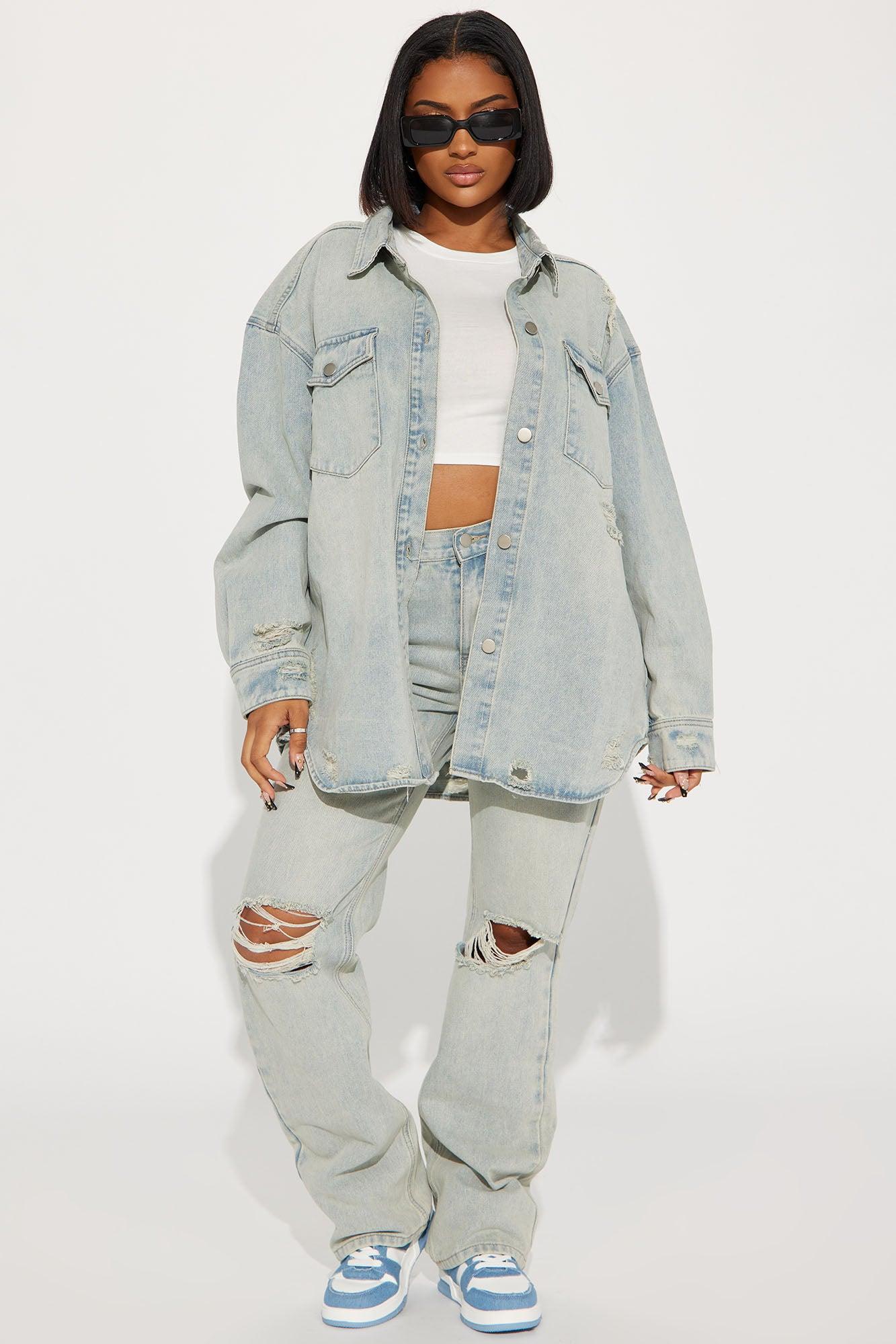 Far Away Tinted Non Stretch Straight Leg Jeans - Light Wash Product Image