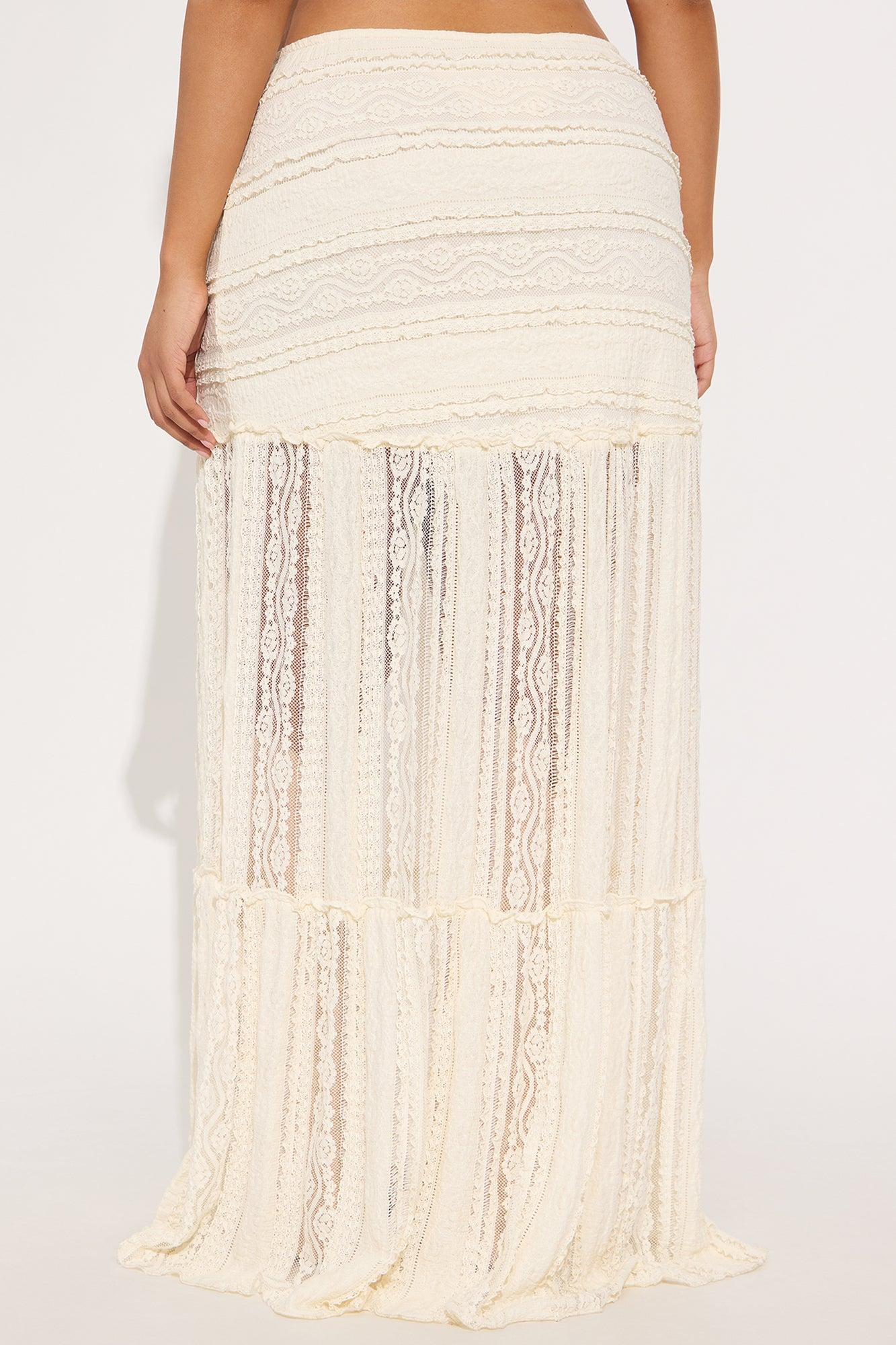 Know Your Worth Lace Maxi Skirt - Cream Product Image