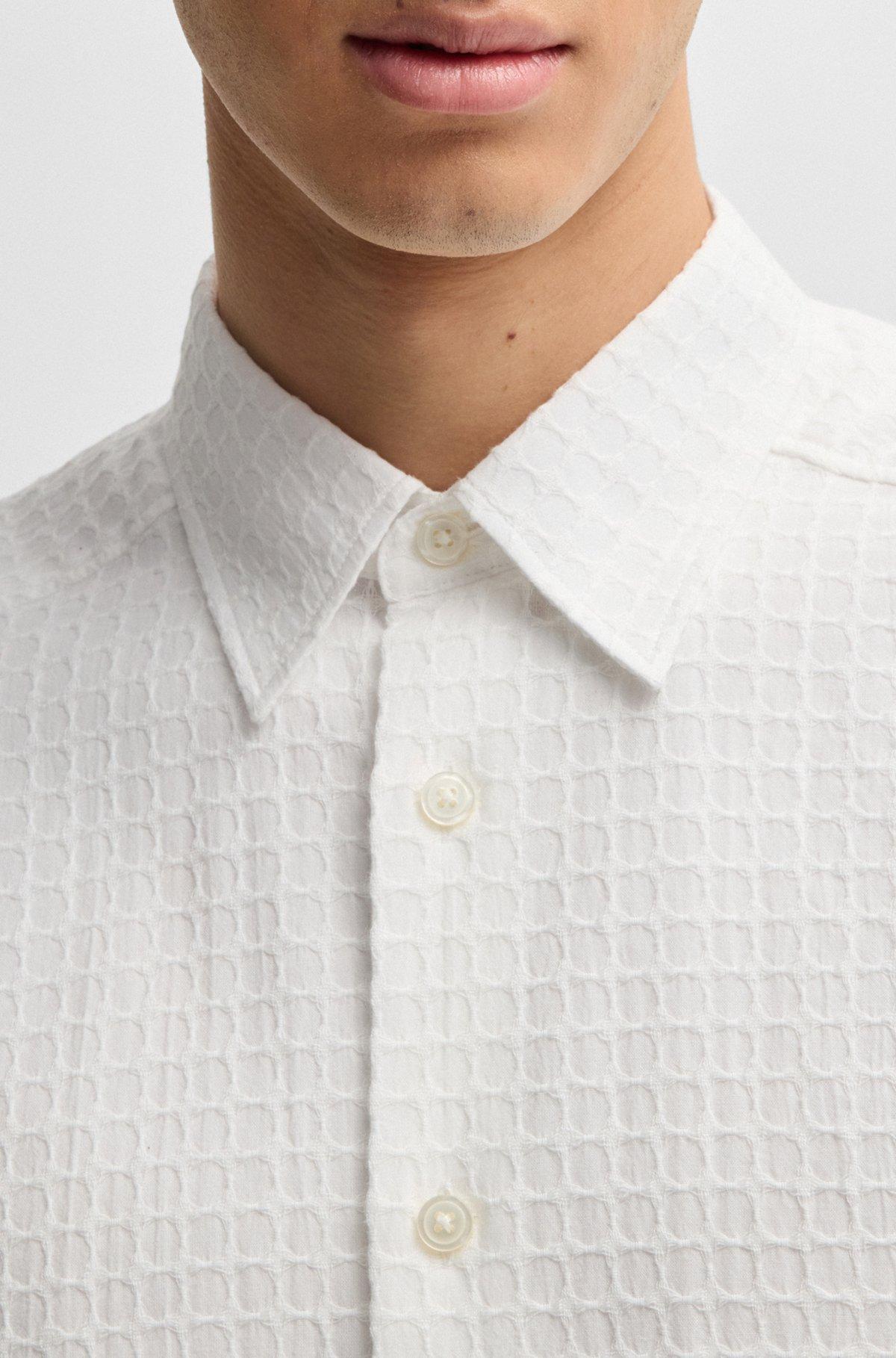 Relaxed-fit shirt in waffle-structured cotton Product Image