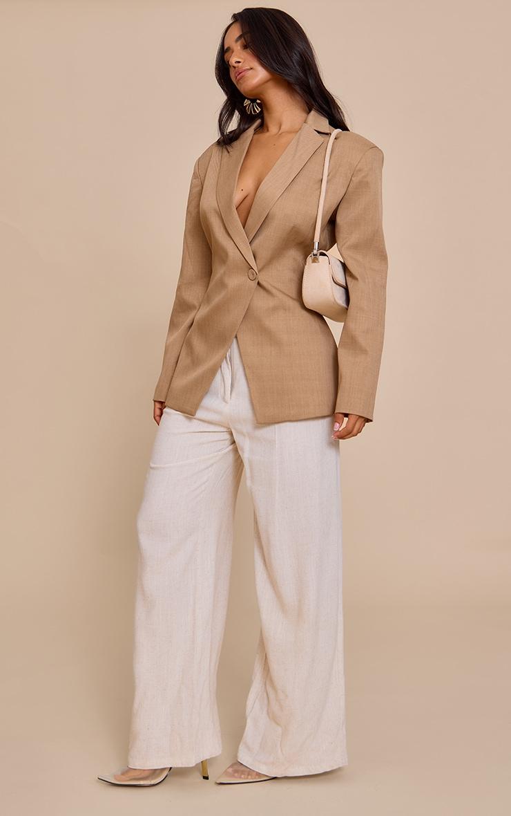 Petite Taupe Cross Front Boxy Tailored Blazer Product Image