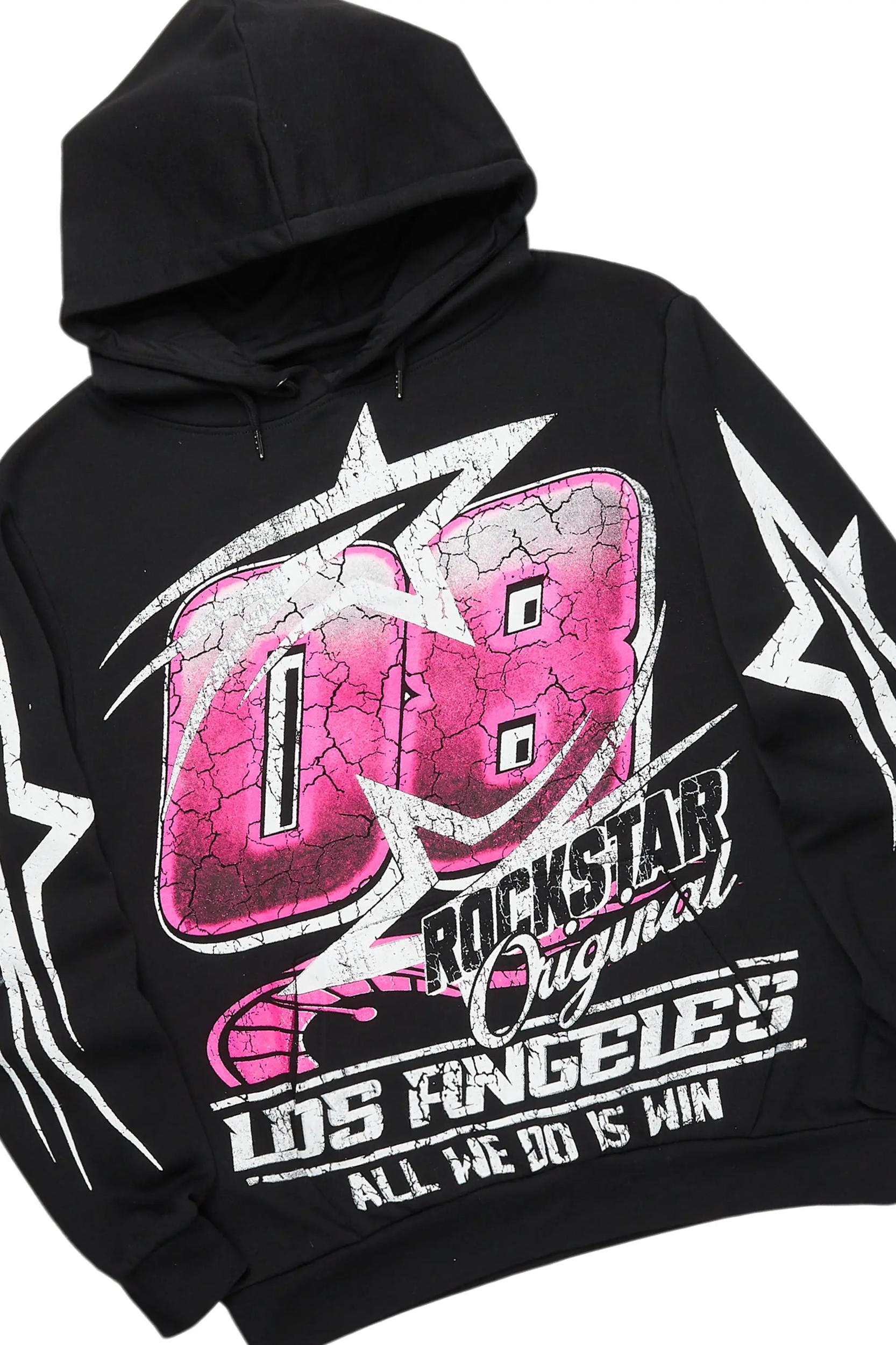 Kastell Black Hoodie/Stacked Flare Track Pant Set Male Product Image