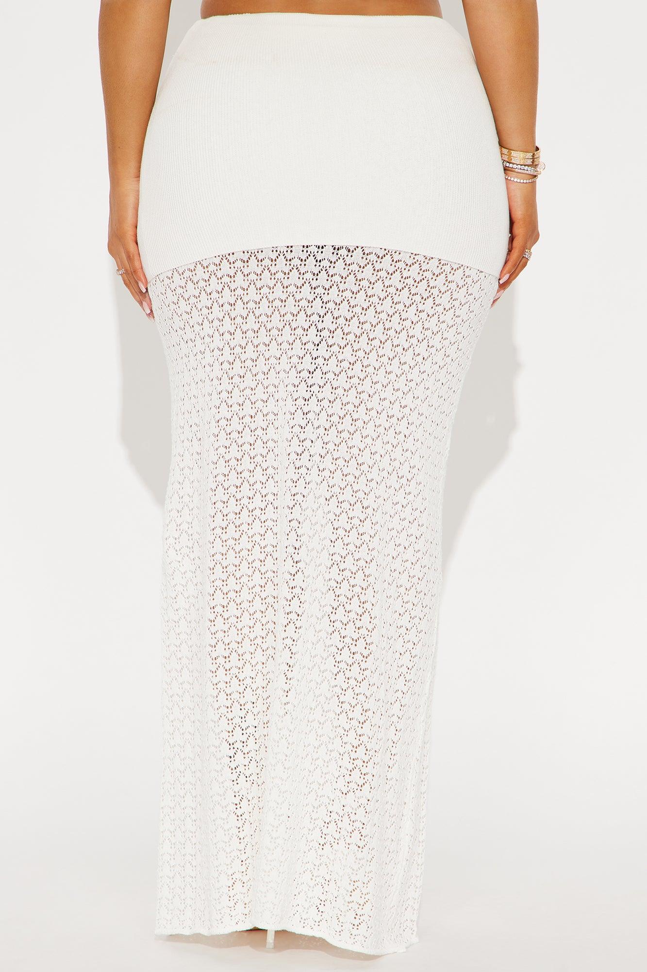 Island Sunsets Crotchet Maxi Skirt - White Product Image
