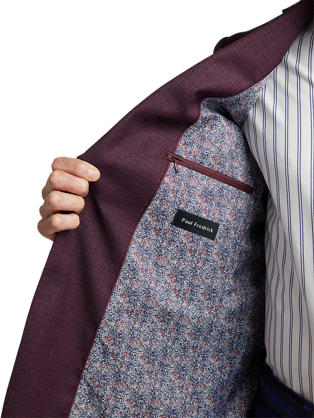 Wool Single Breasted Notch Lapel Sport Coat - Plum Product Image