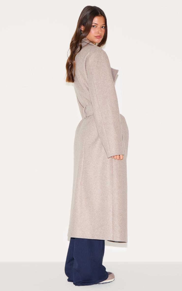 Taupe Oversized Wool Look Trench Coat Product Image