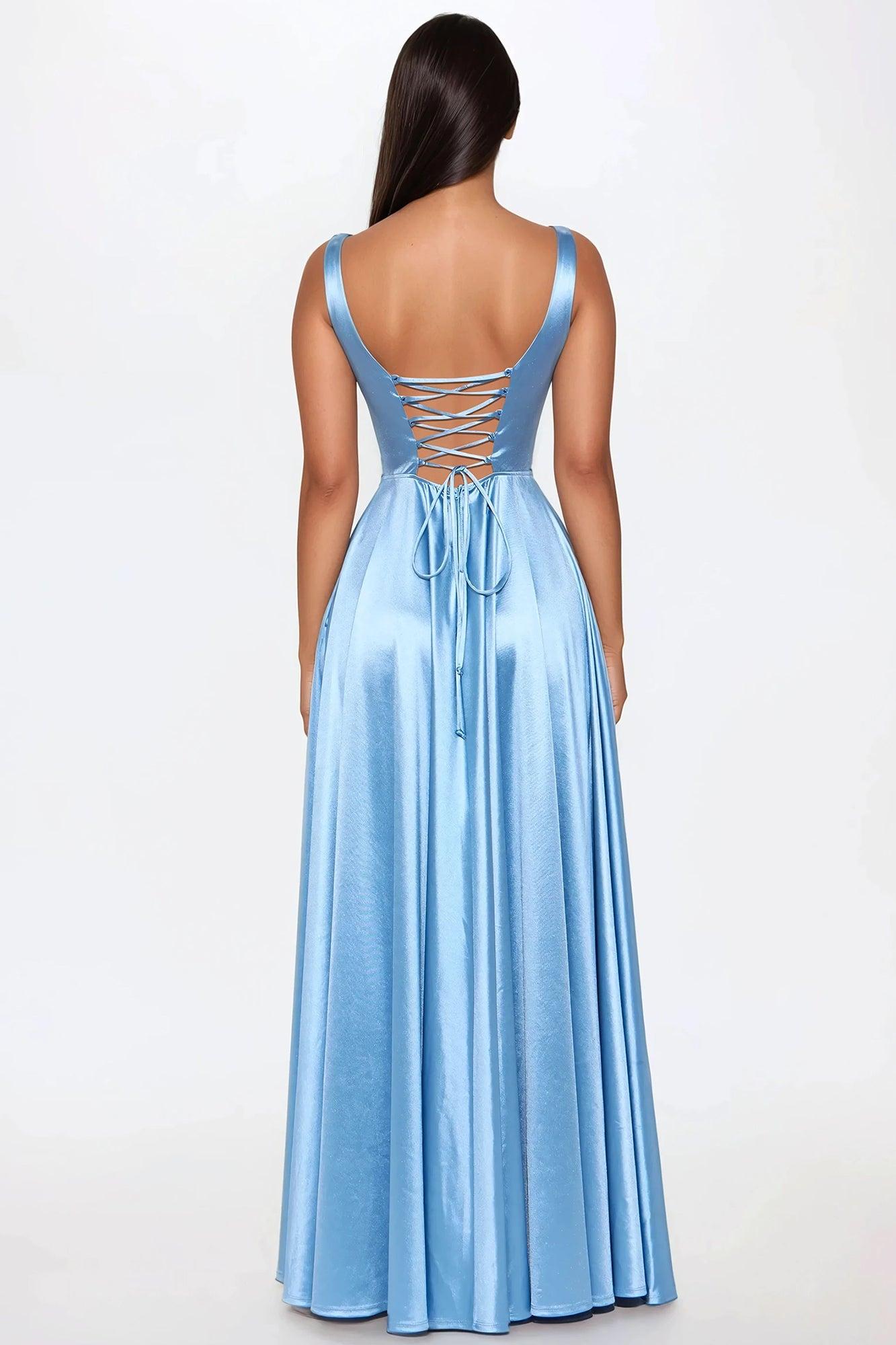 Reina Satin Gown - Blue Product Image