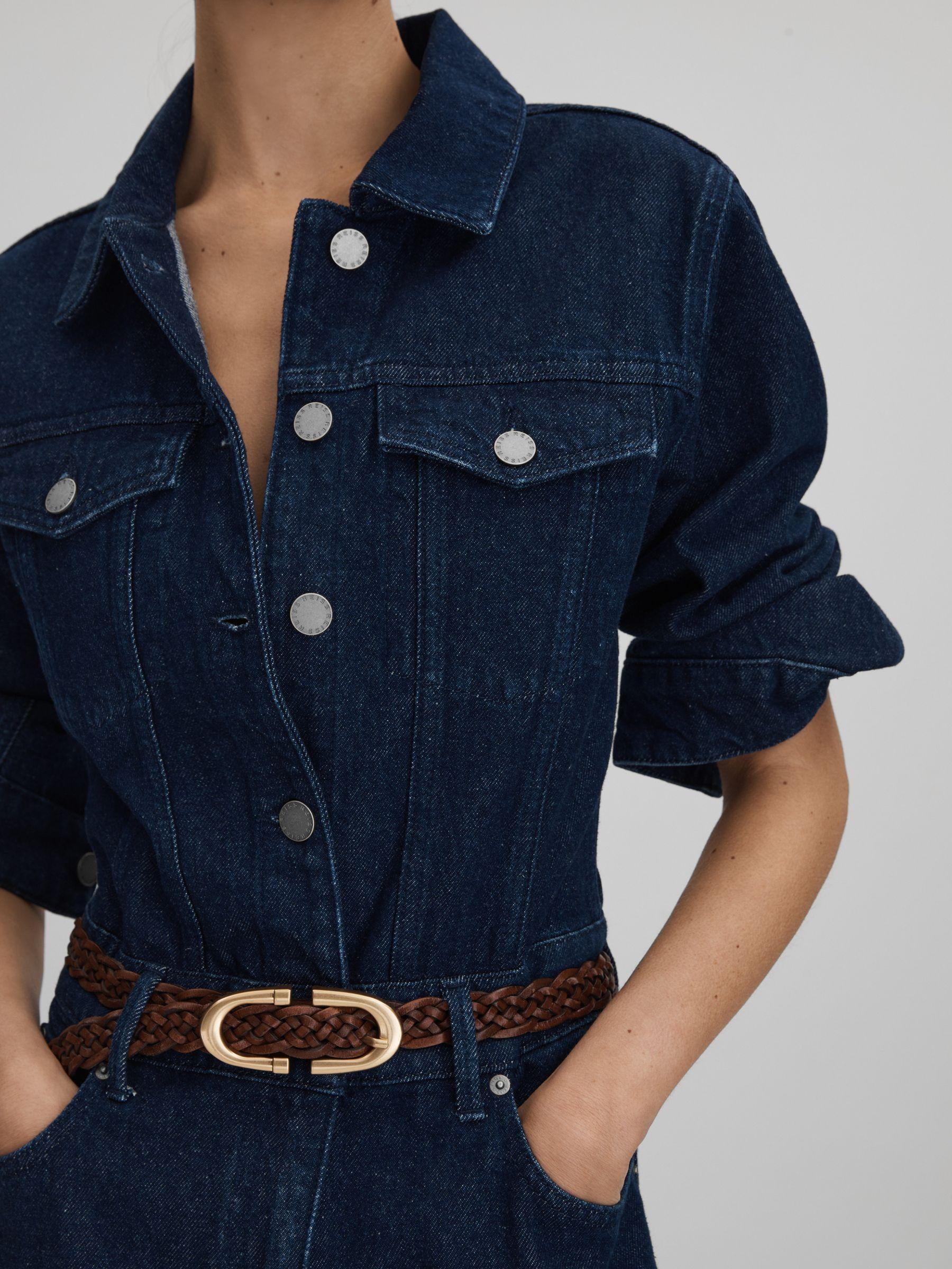 Relaxed Denim Jumpsuit in Indigo Product Image