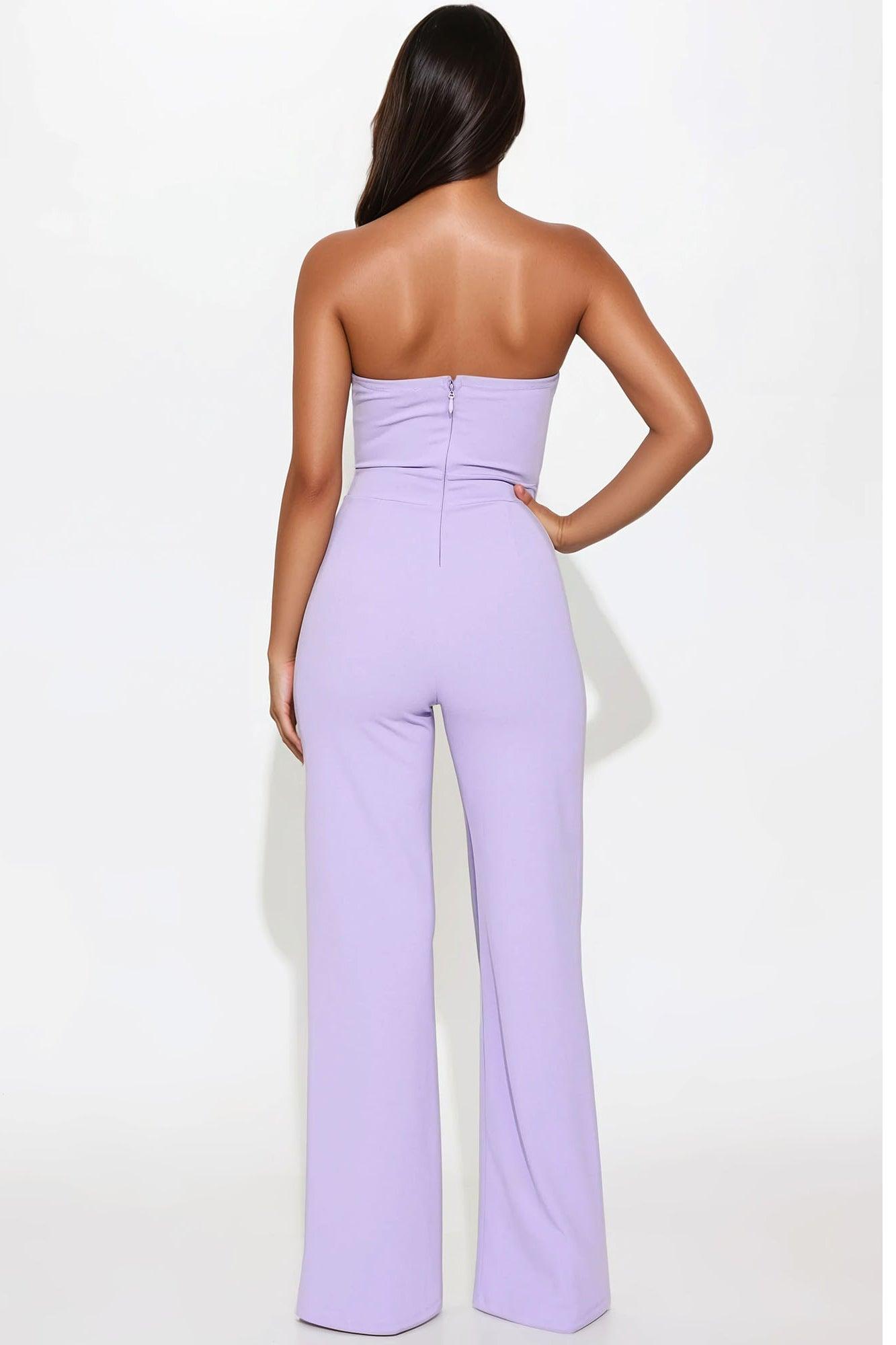 Born To Please Wide Leg Jumpsuit - Lavender Product Image