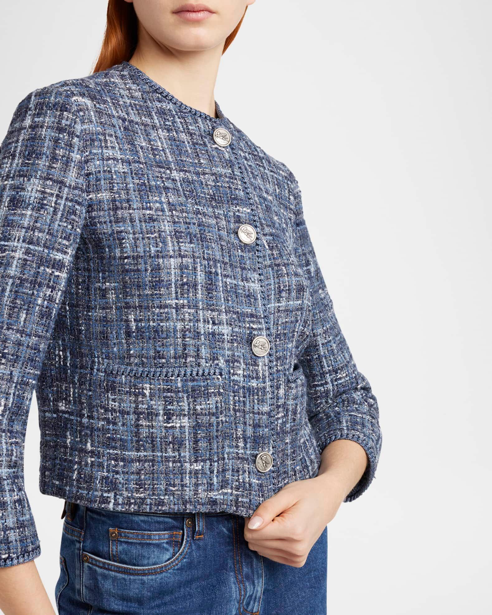 Single-Breasted Tweed Crop Jacket Product Image