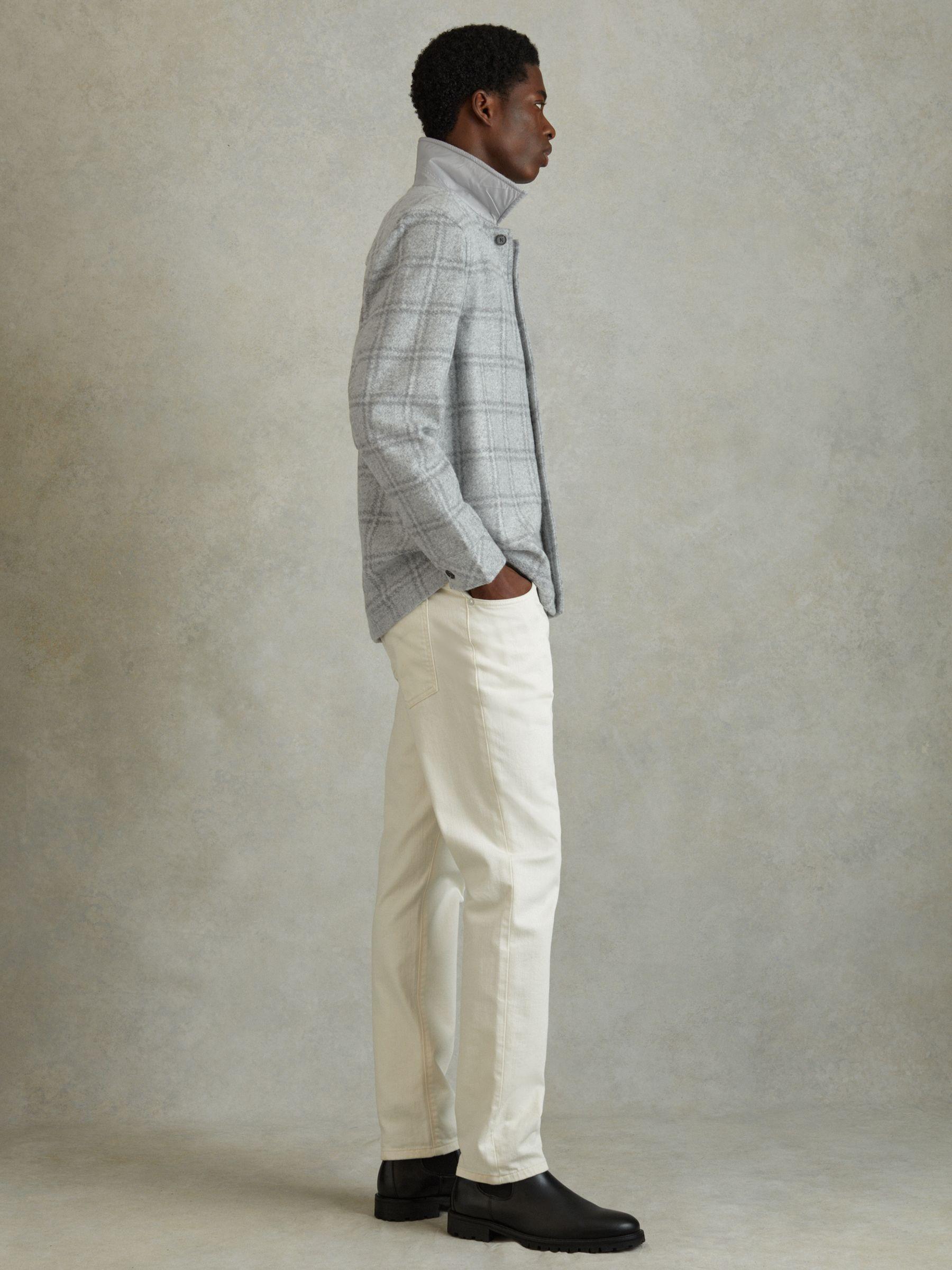 Brushed Check Overshirt in Soft Grey Product Image