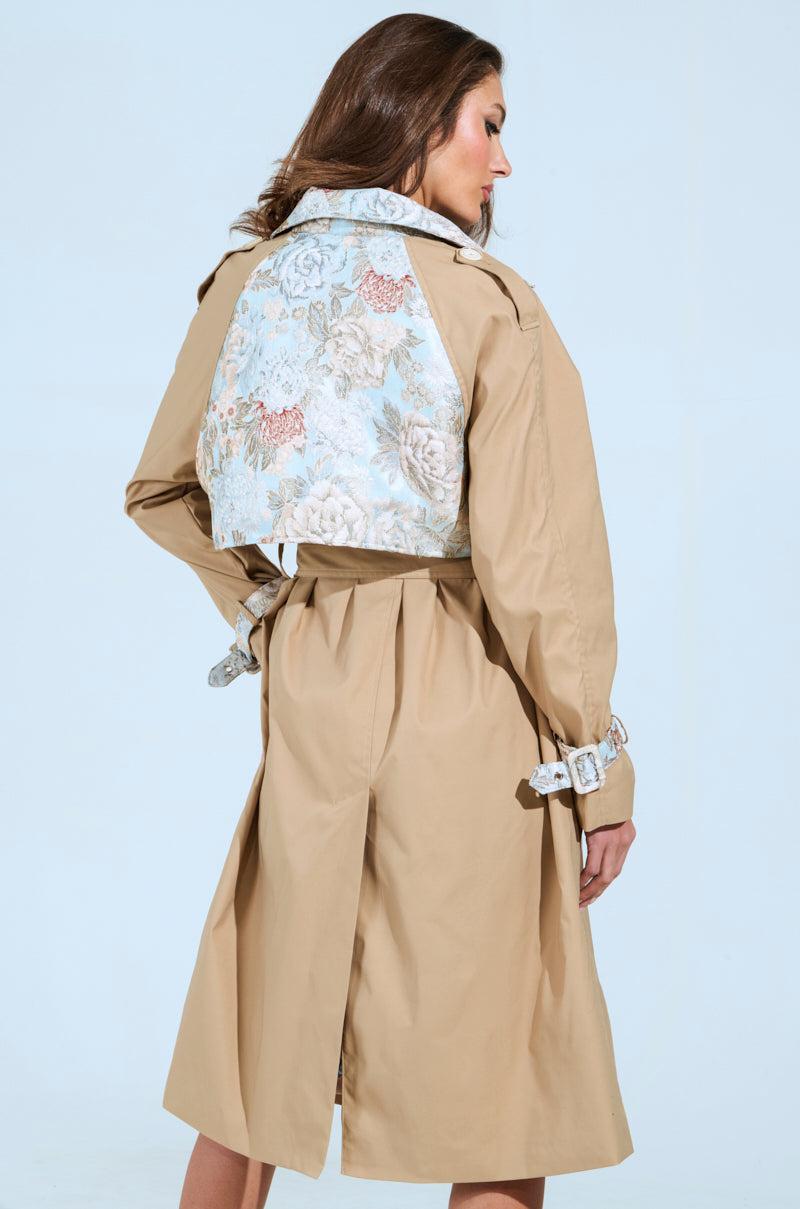 PEEKABOO BROCADE TRIM TRENCH Product Image