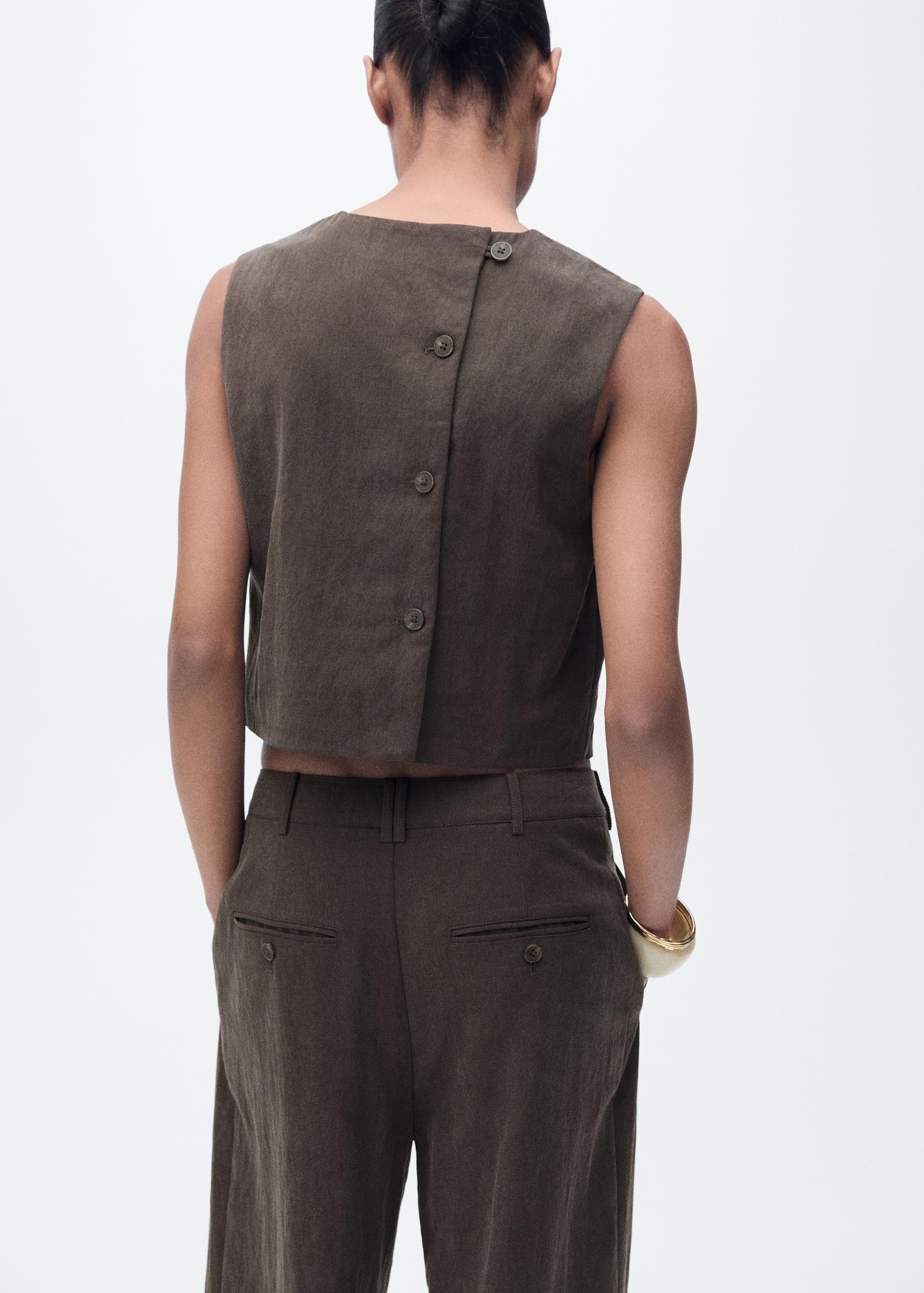 Lyocell top with buttons on the back - Women | MANGO USA Product Image